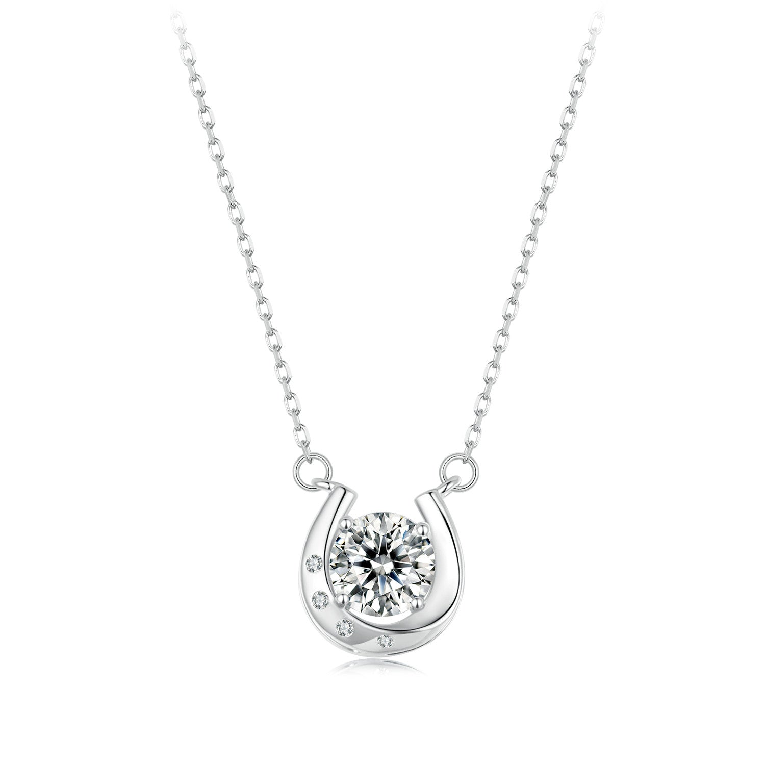 Lucky Horseshoe Moissanite Necklace | Sterling Silver