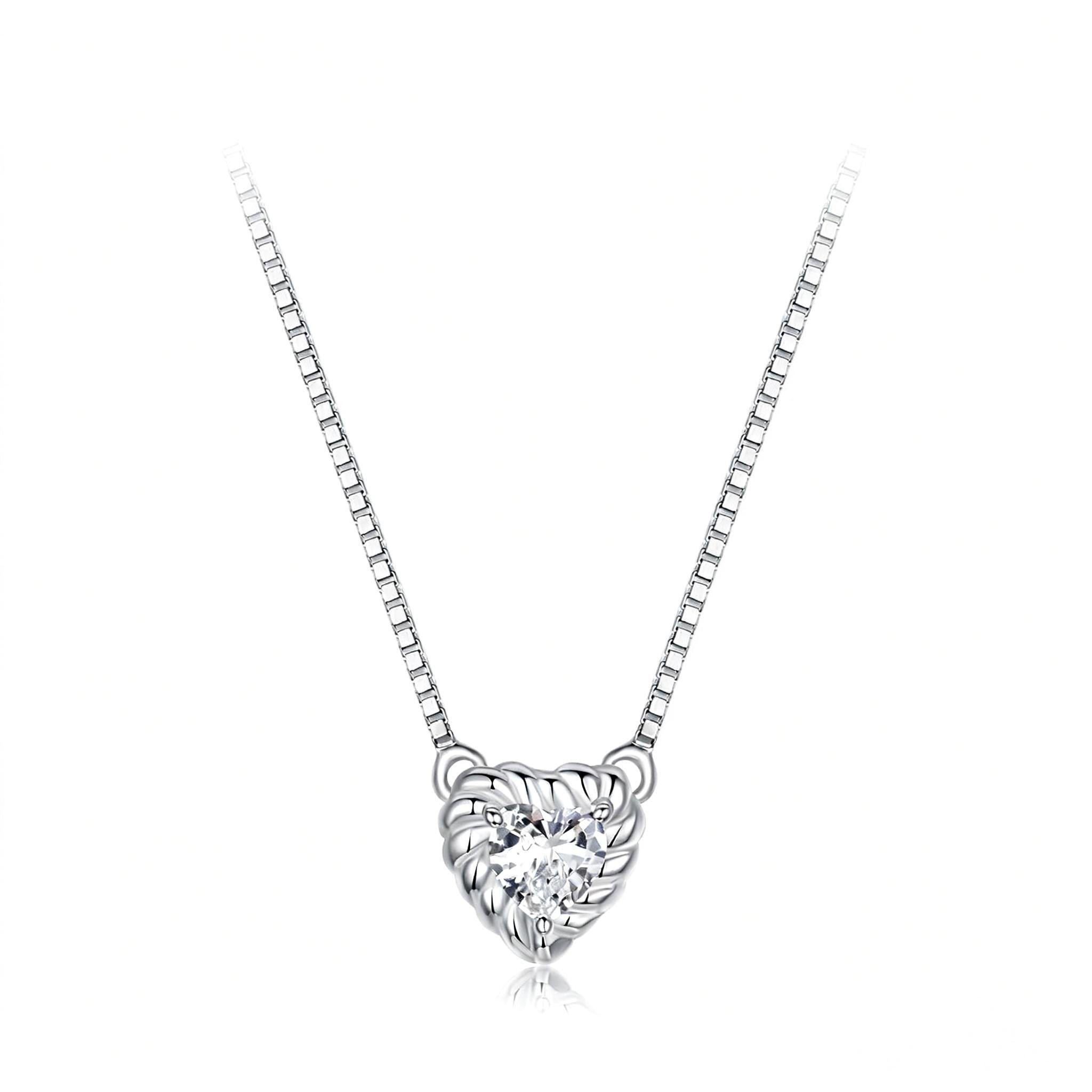 Openwork Heart Moissanite Pendant Necklace | Sterling Silver