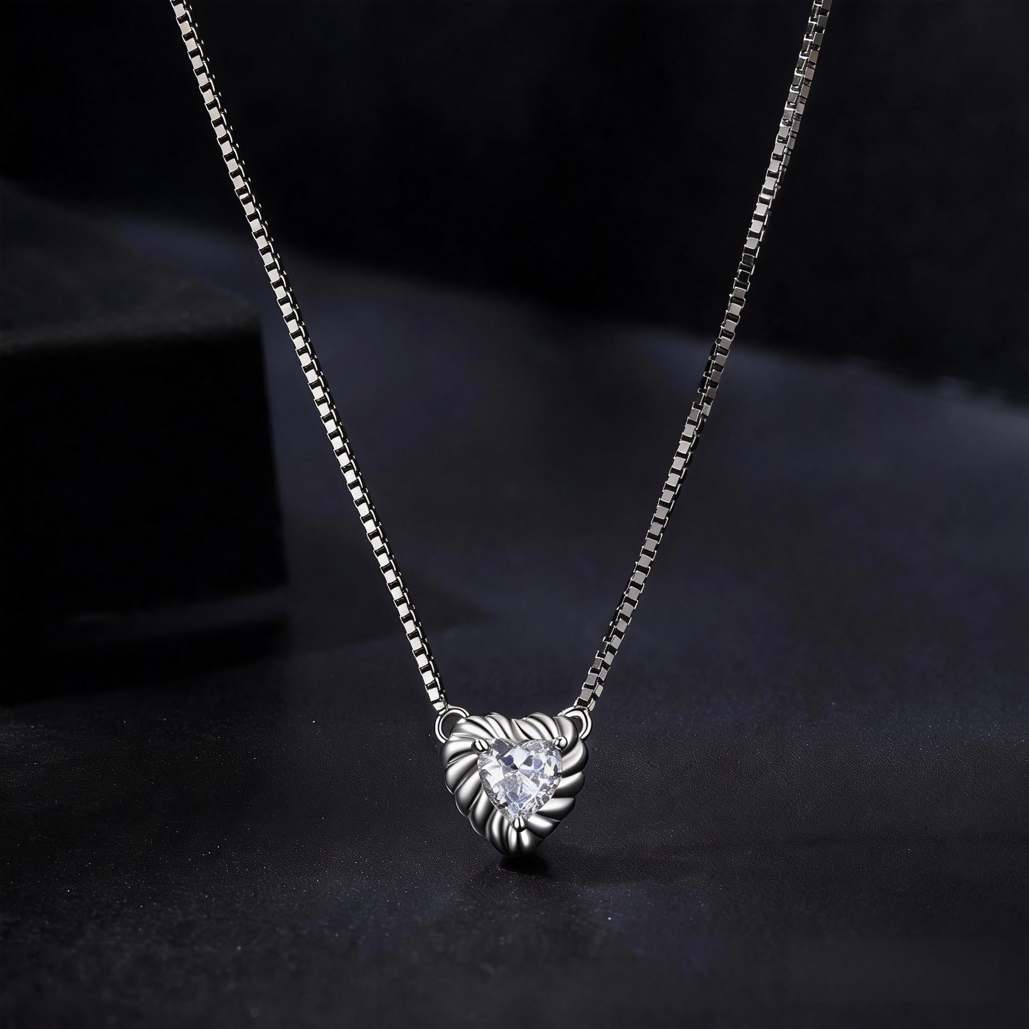 Openwork Heart Moissanite Pendant Necklace | Sterling Silver
