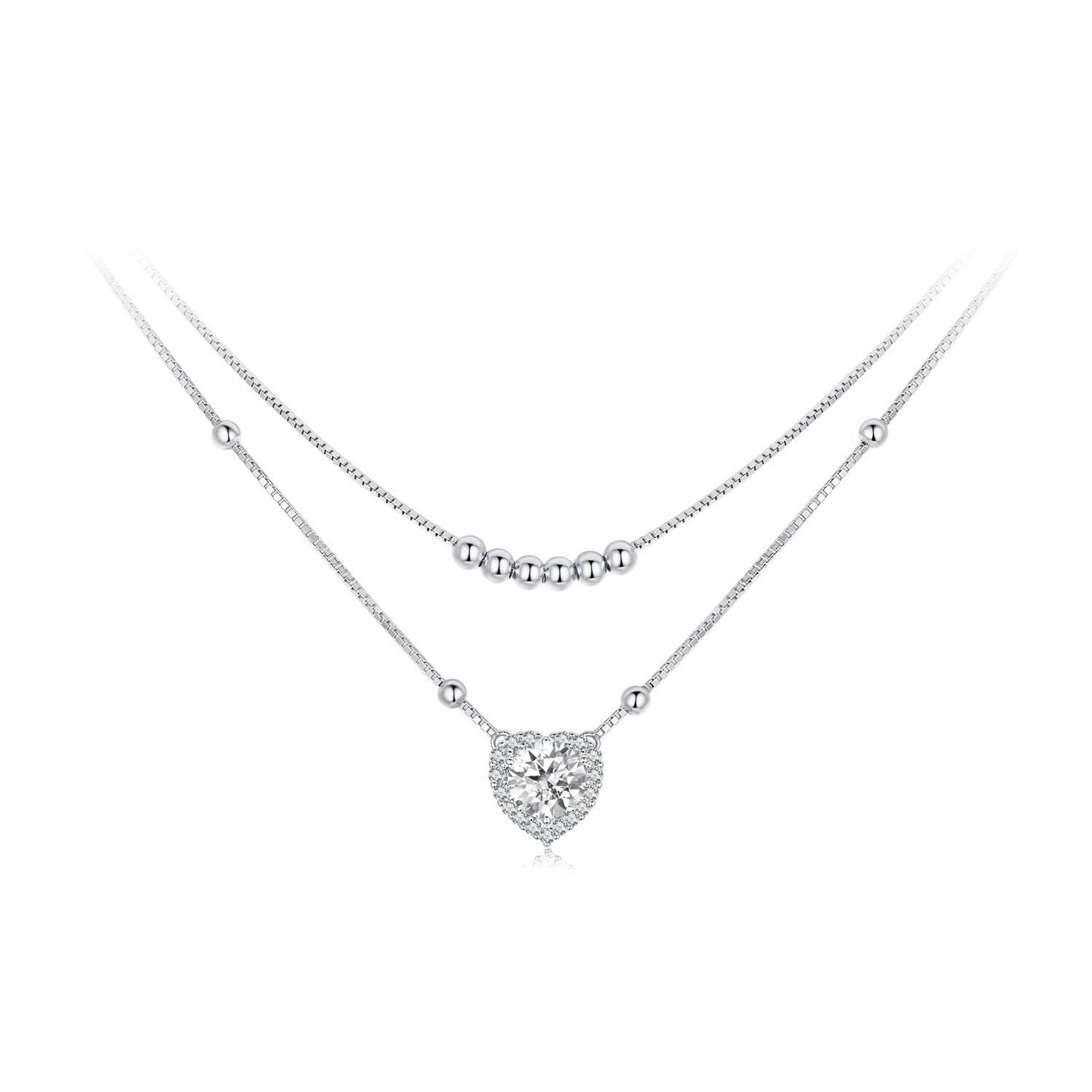 Double Layer Moissanite Necklace | 1 Carat in Sterling Silver