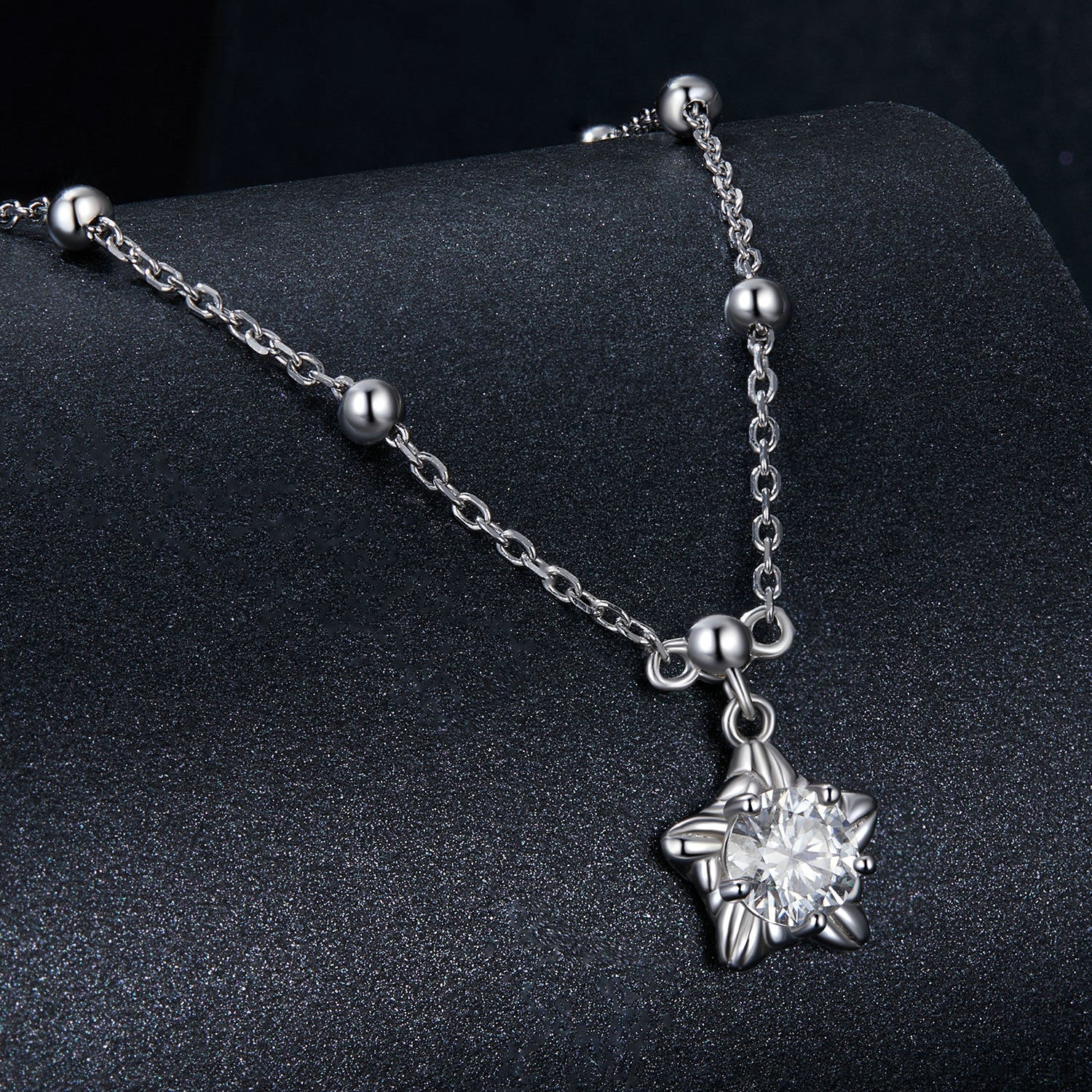 Five-Point Star Moissanite Necklace | Sterling Silver