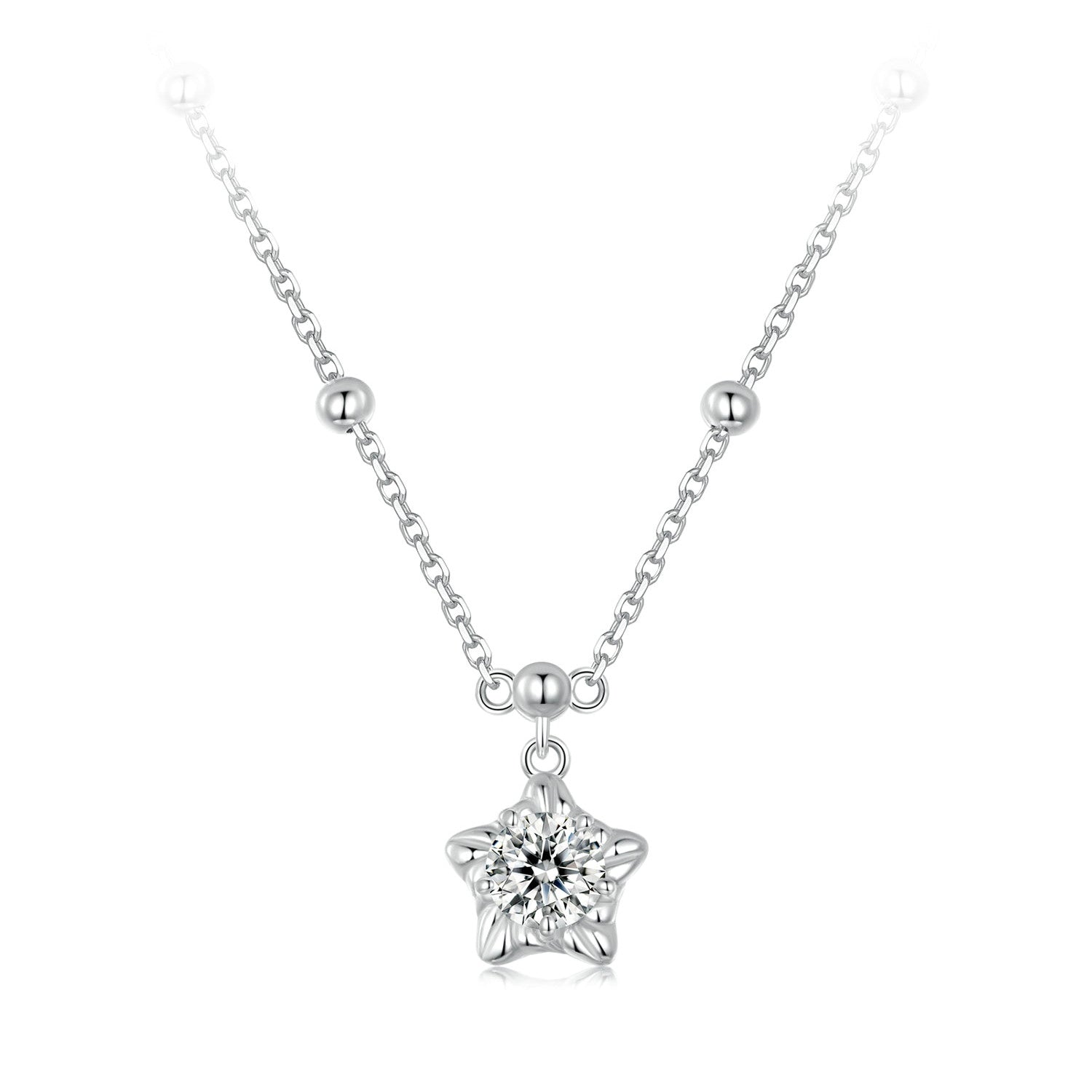 Five-Point Star Moissanite Necklace | Sterling Silver