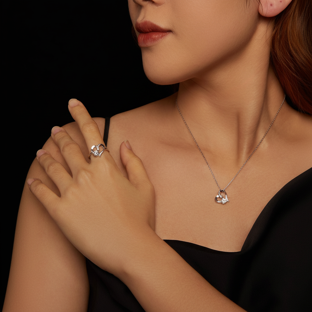 Eternal Love Heart Moissanite Jewelry Set | 2-Piece in Sterling Silver