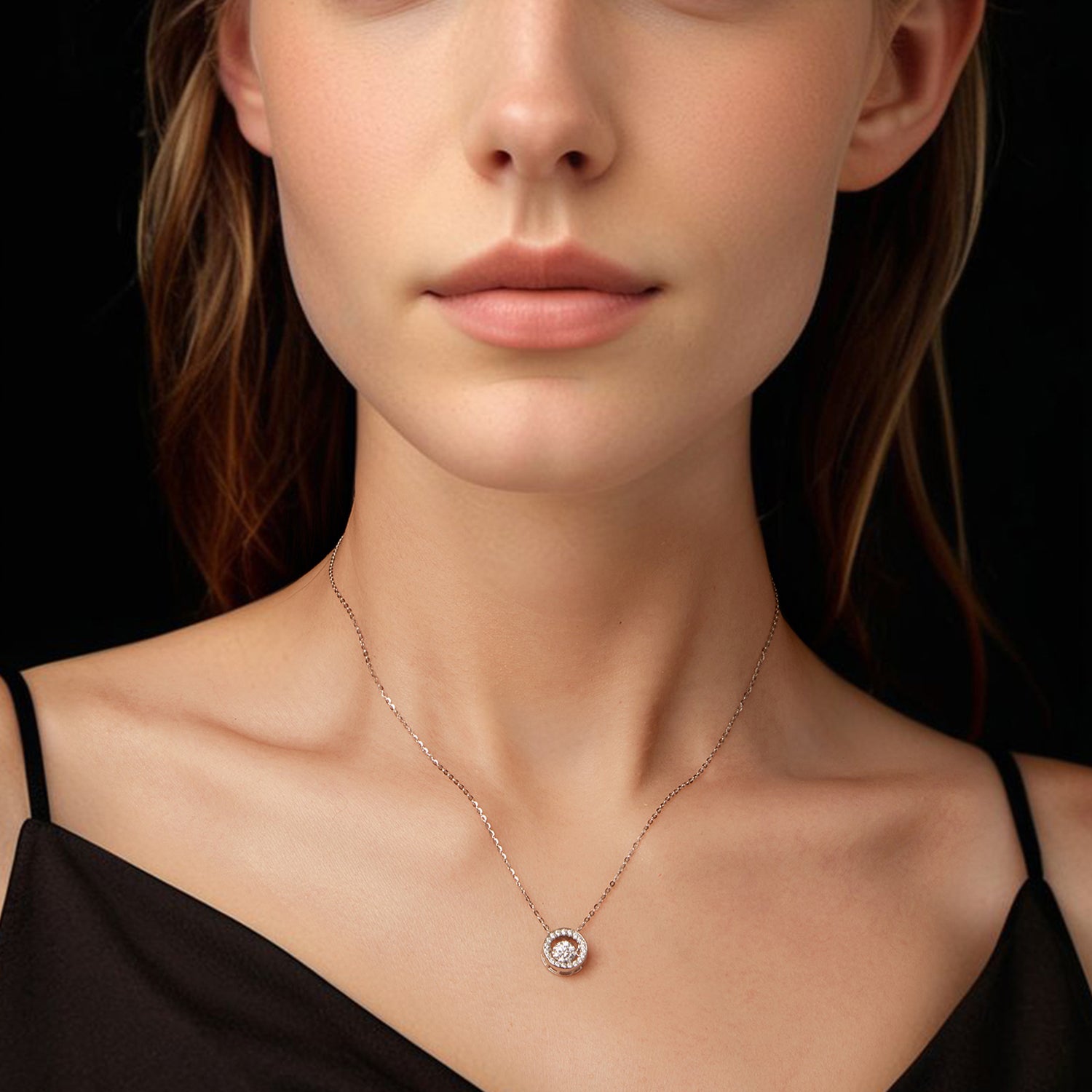 Round Halo Moissanite Necklace | Sterling Silver