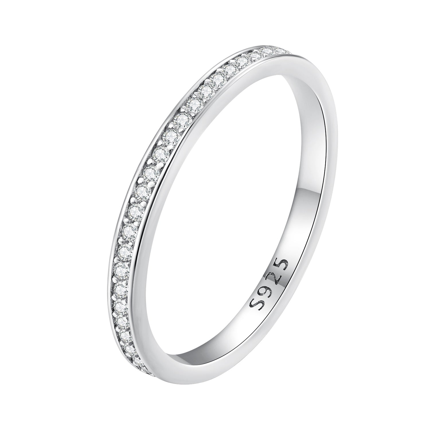 Delicate Moissanite Eternity Band Ring | Full Pavé in Sterling Silver