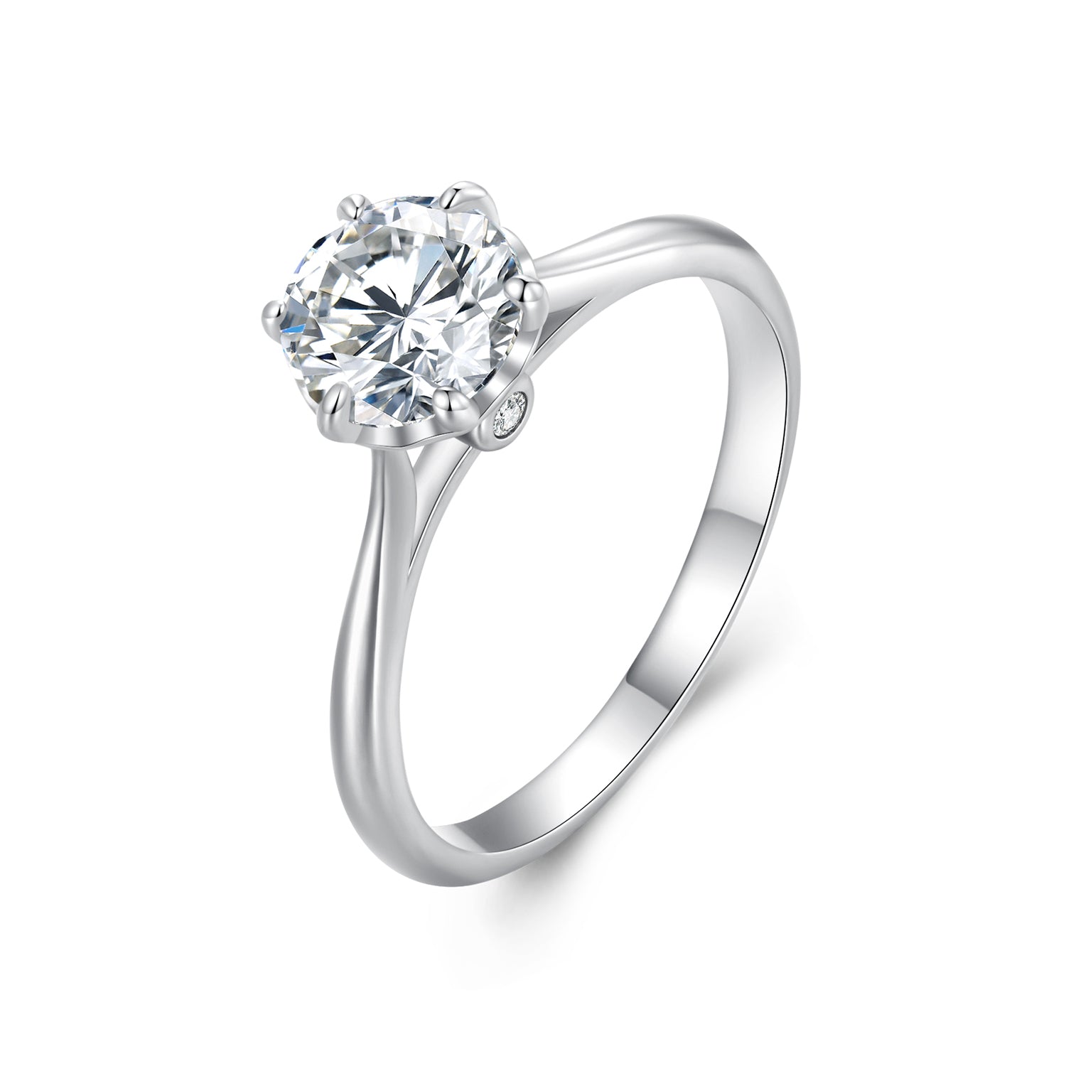 Brilliant Six-Prong Solitaire Moissanite Ring | Engagement Ring in Sterling Silver