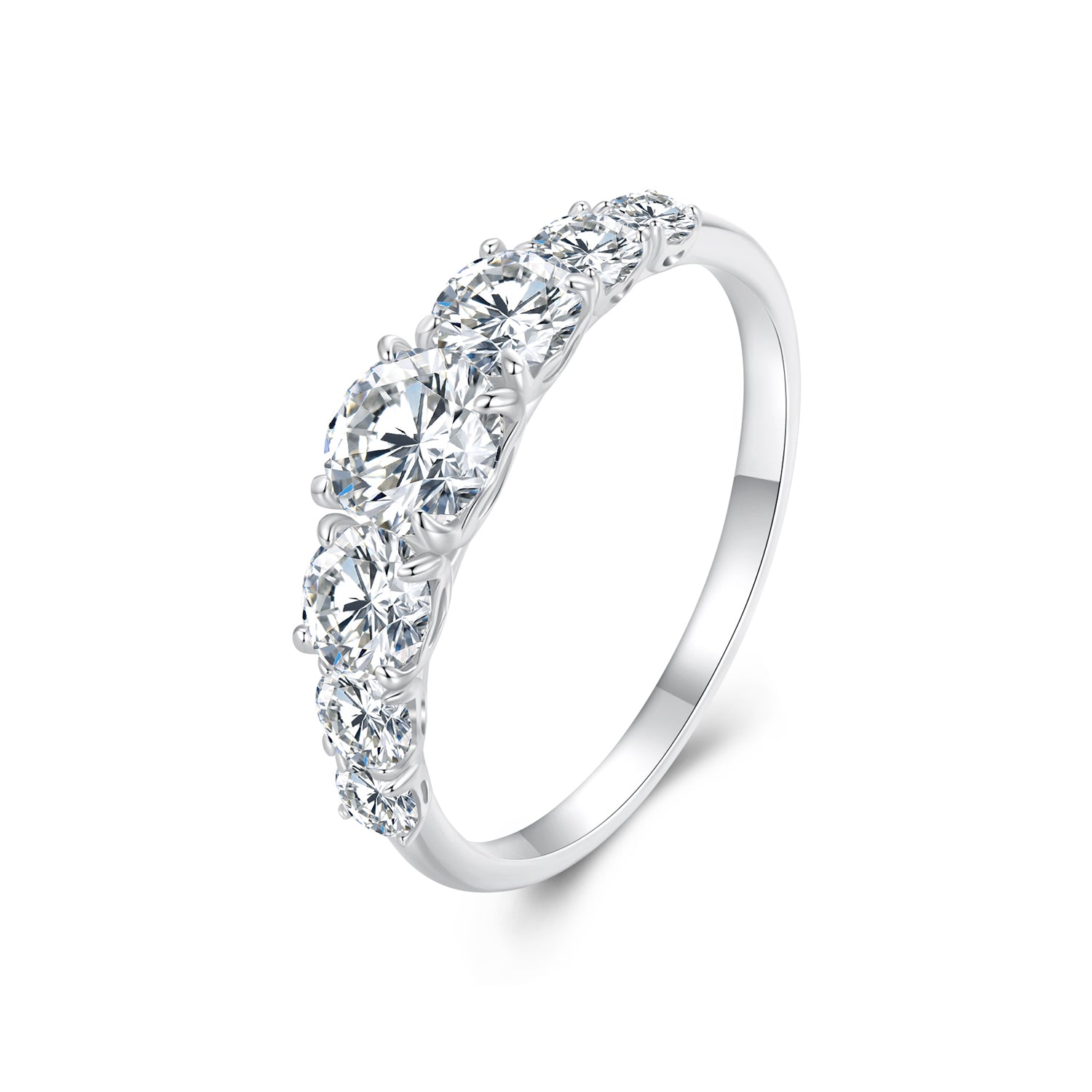 Seven-Stone Moissanite Band Ring | Sterling Silver