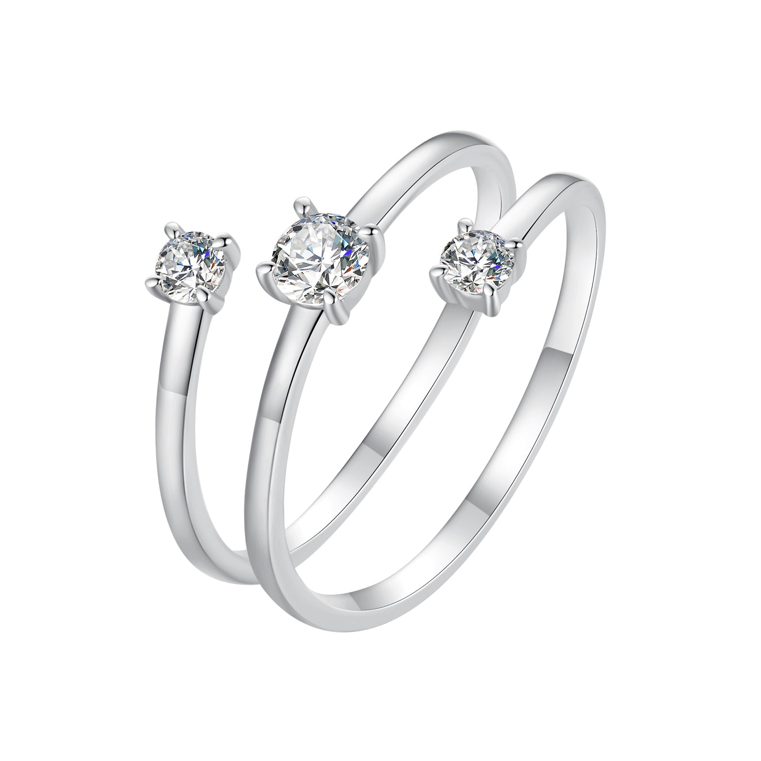 Past Present Future Three-Stone Moissanite Ring | Adjustable in Sterling Silver