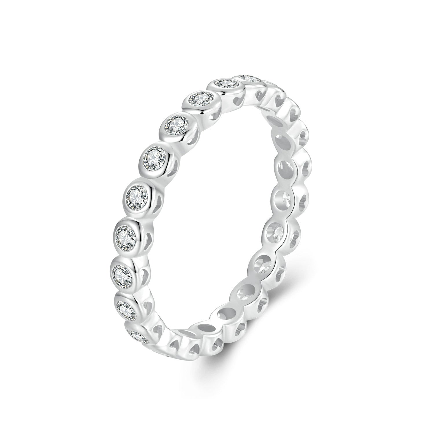 Bezel-Set Moissanite Eternity Band Ring | Sterling Silver