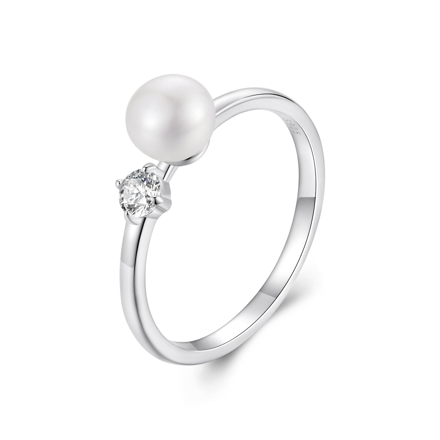 Pearl & Moissanite Ring | Sterling Silver