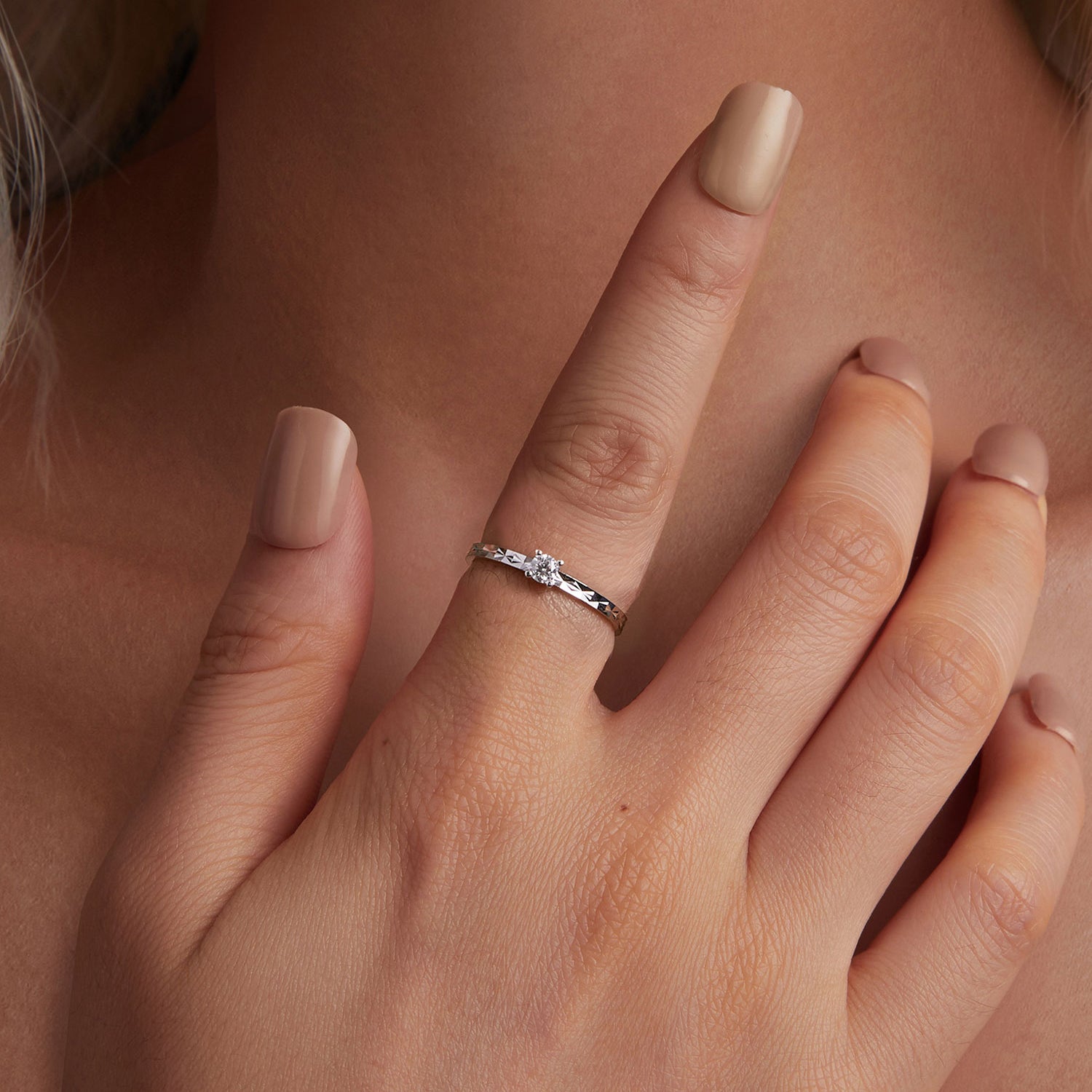 Geometric Faceted Moissanite Ring | Sterling Silver