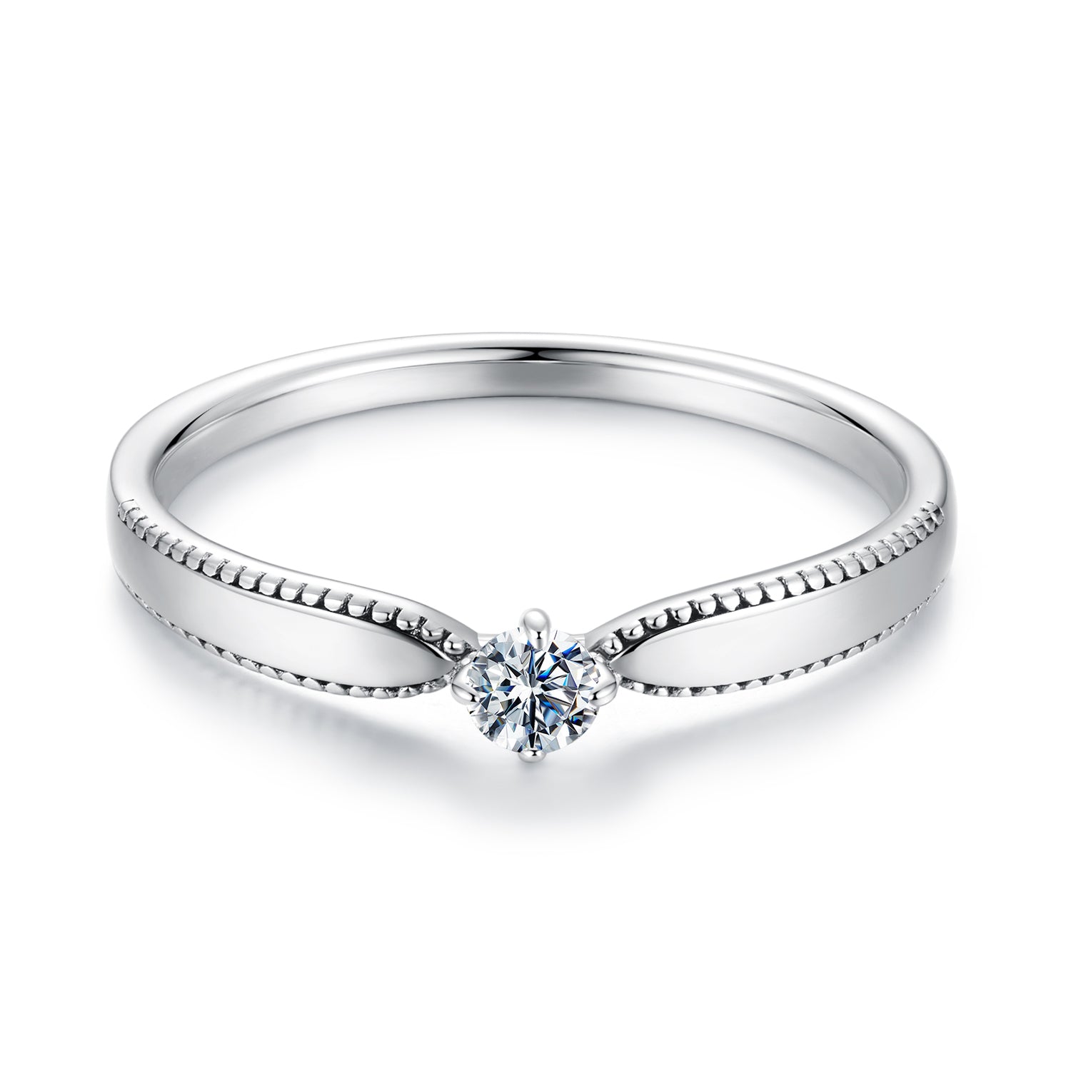 Classic Solitaire Moissanite Ring | Sterling Silver