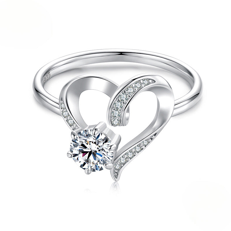 Heart Moissanite Ring | Sterling Silver