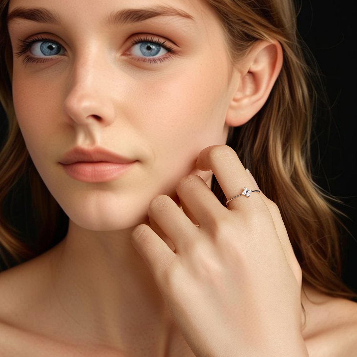 Four-Petal Clover Moissanite Ring | Sterling Silver