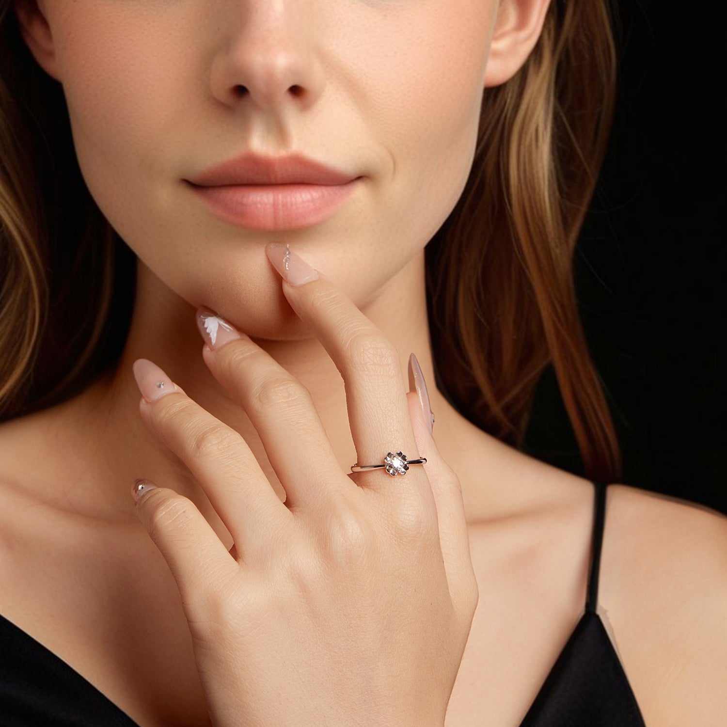 Four-Petal Flower Moissanite Ring | Adjustable in Sterling Silver