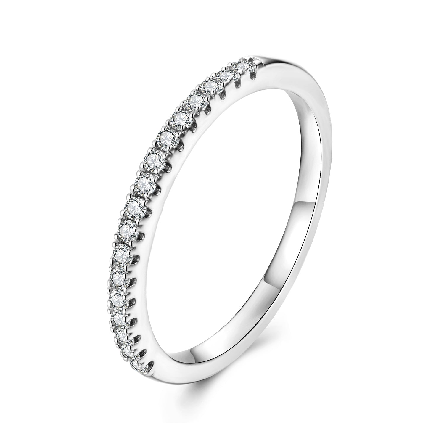 Half Eternity Pavé Moissanite Ring | Sterling Silver