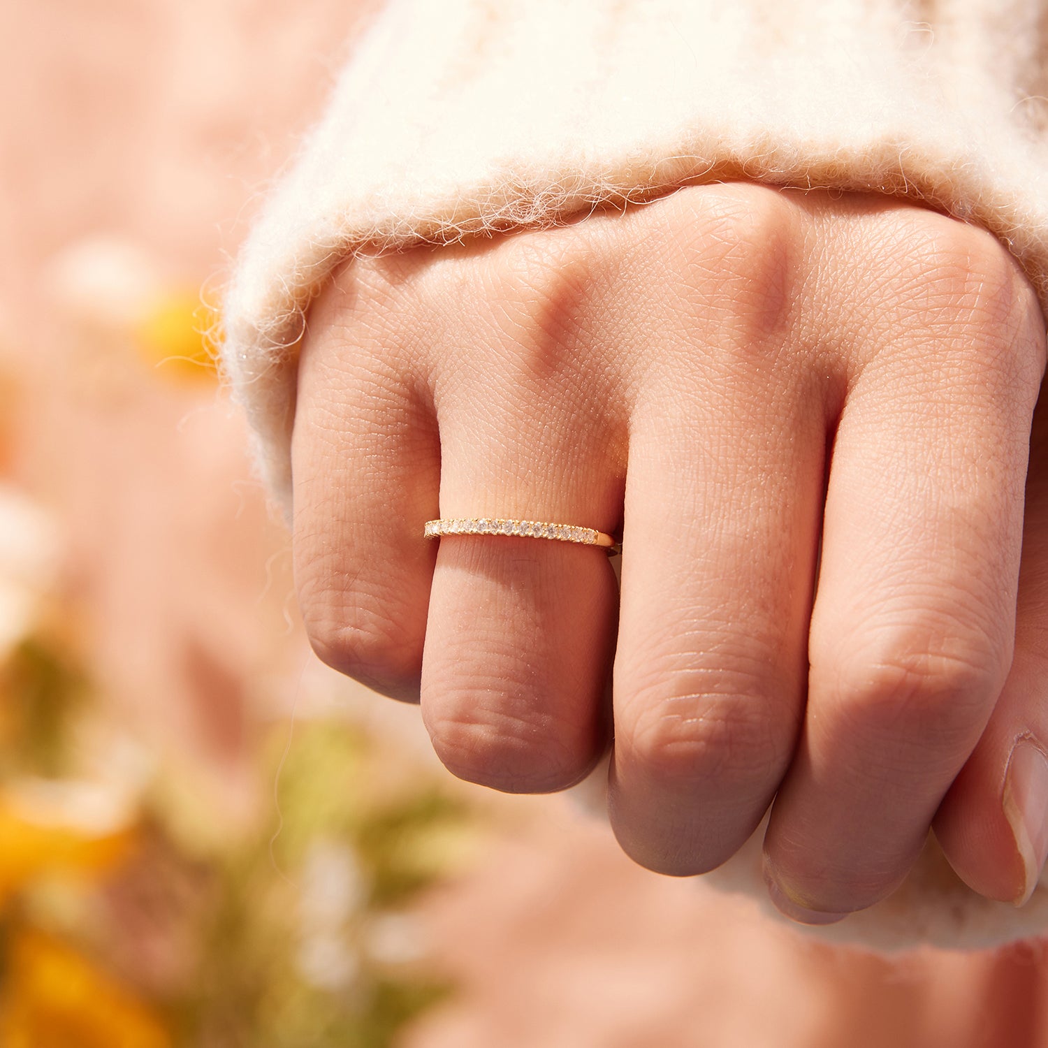 Half Eternity Pavé Moissanite Ring | Sterling Silver