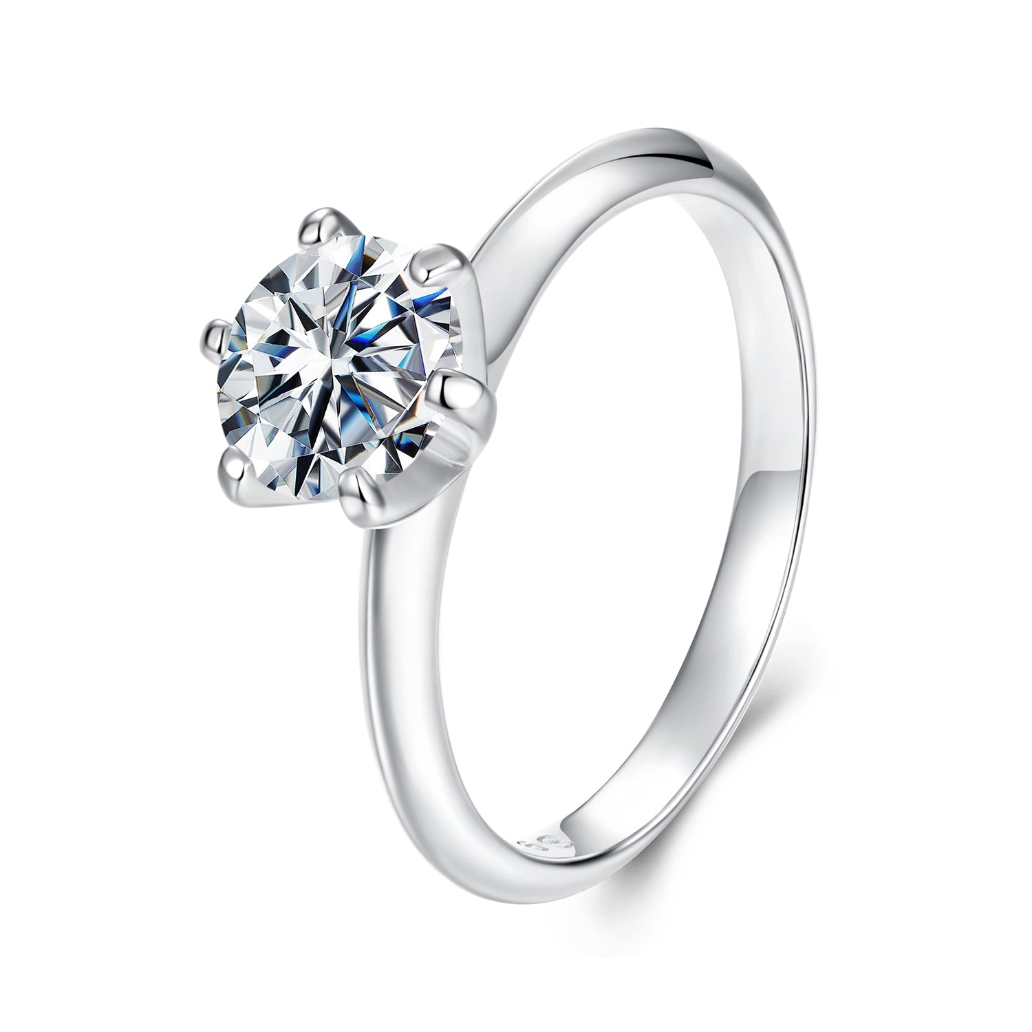 Classic Solitaire Moissanite Engagement Ring | Sterling Silver