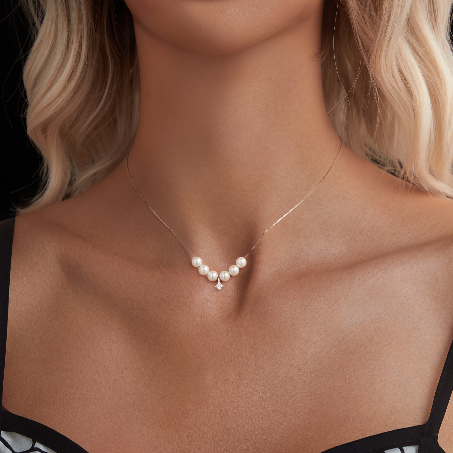 Elegant Pearl & Moissanite Drop Necklace | Sterling Silver