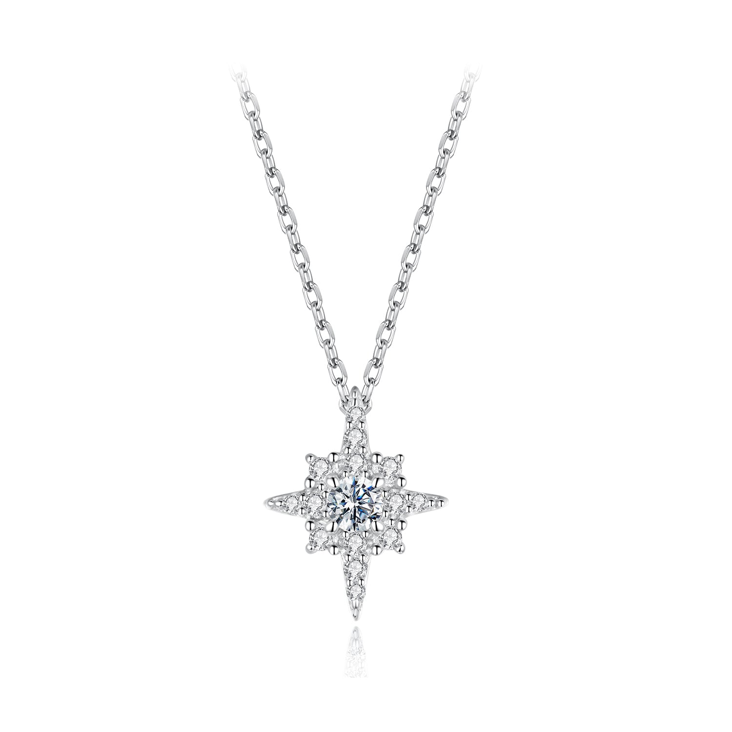 Starburst Moissanite Pendant Necklace | Sterling Silver