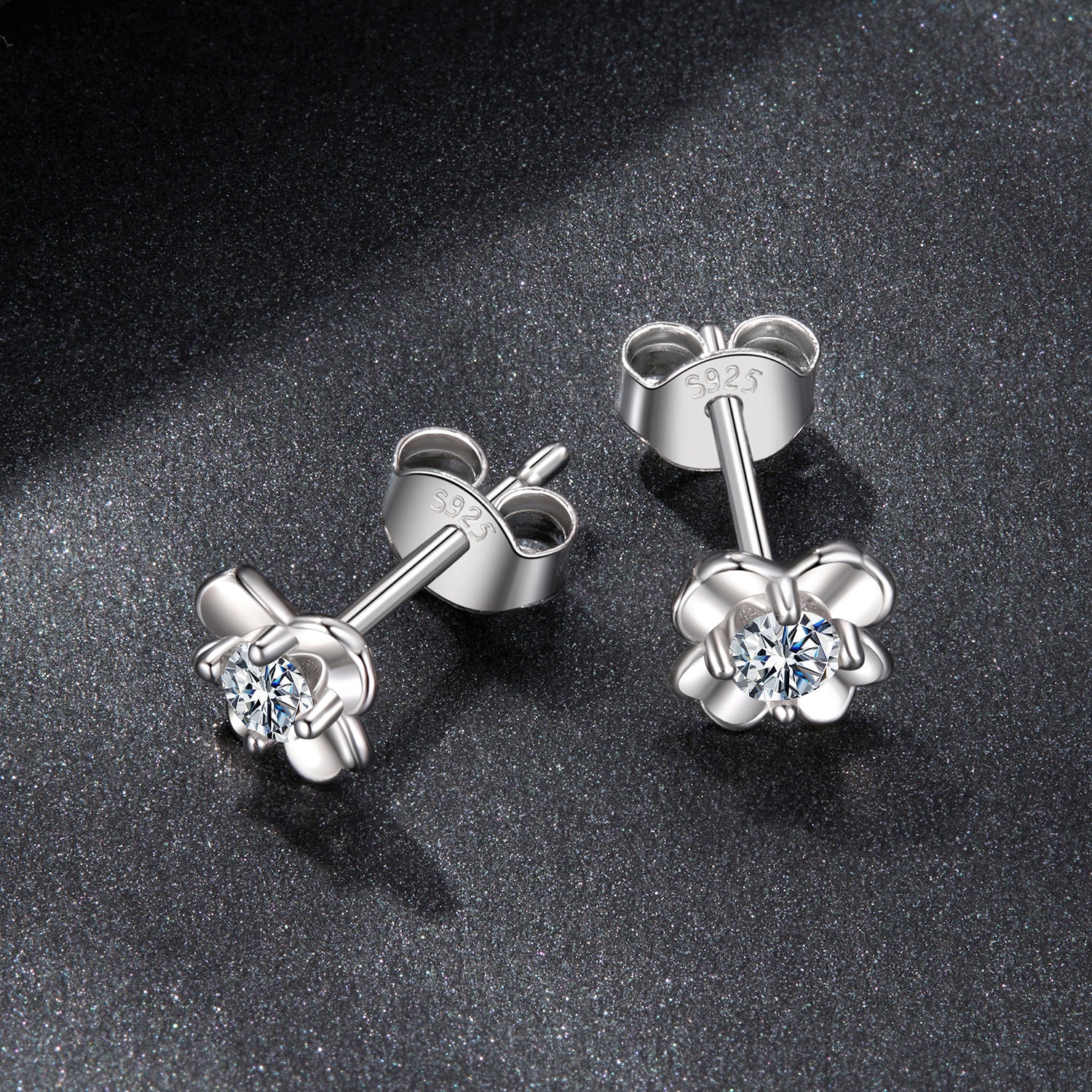 Four-Petal Flower Moissanite Jewelry Set | 3-Piece in Sterling Silver