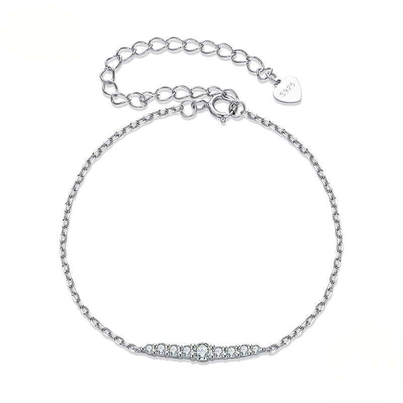 Delicate Moissanite Chain Bracelet | Sterling Silver
