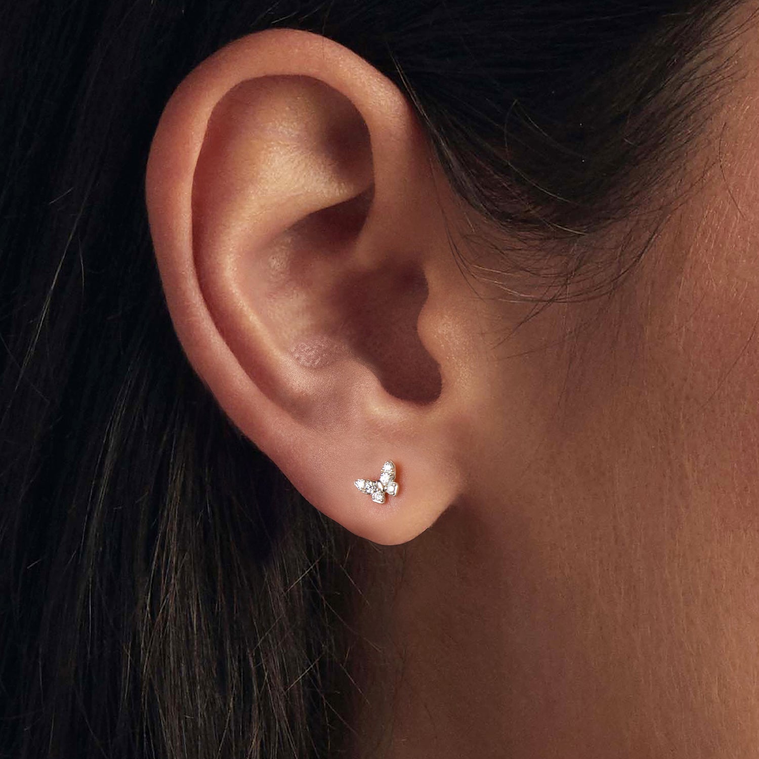 Delicate Butterfly Moissanite Stud Earrings | Sterling Silver
