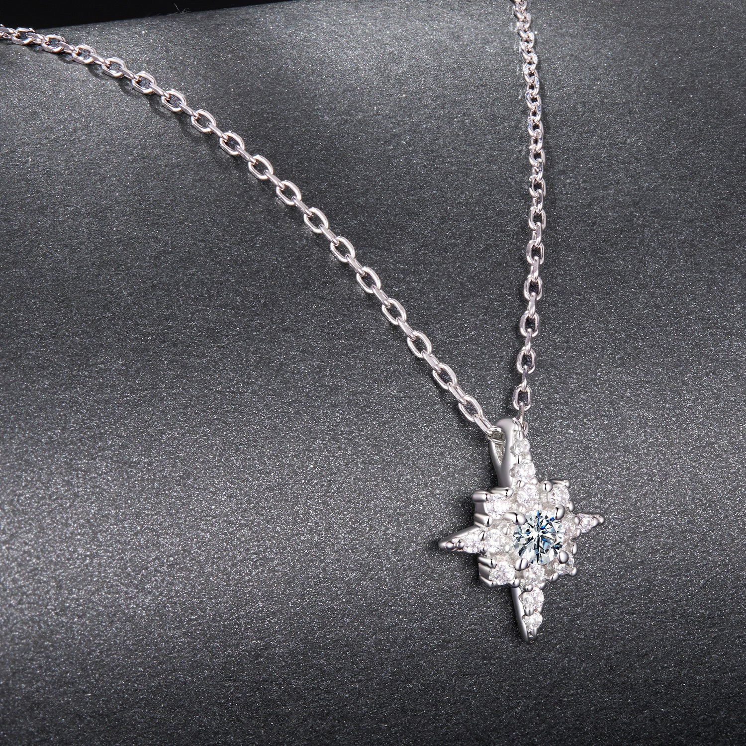 Starburst Moissanite Pendant Necklace | Sterling Silver