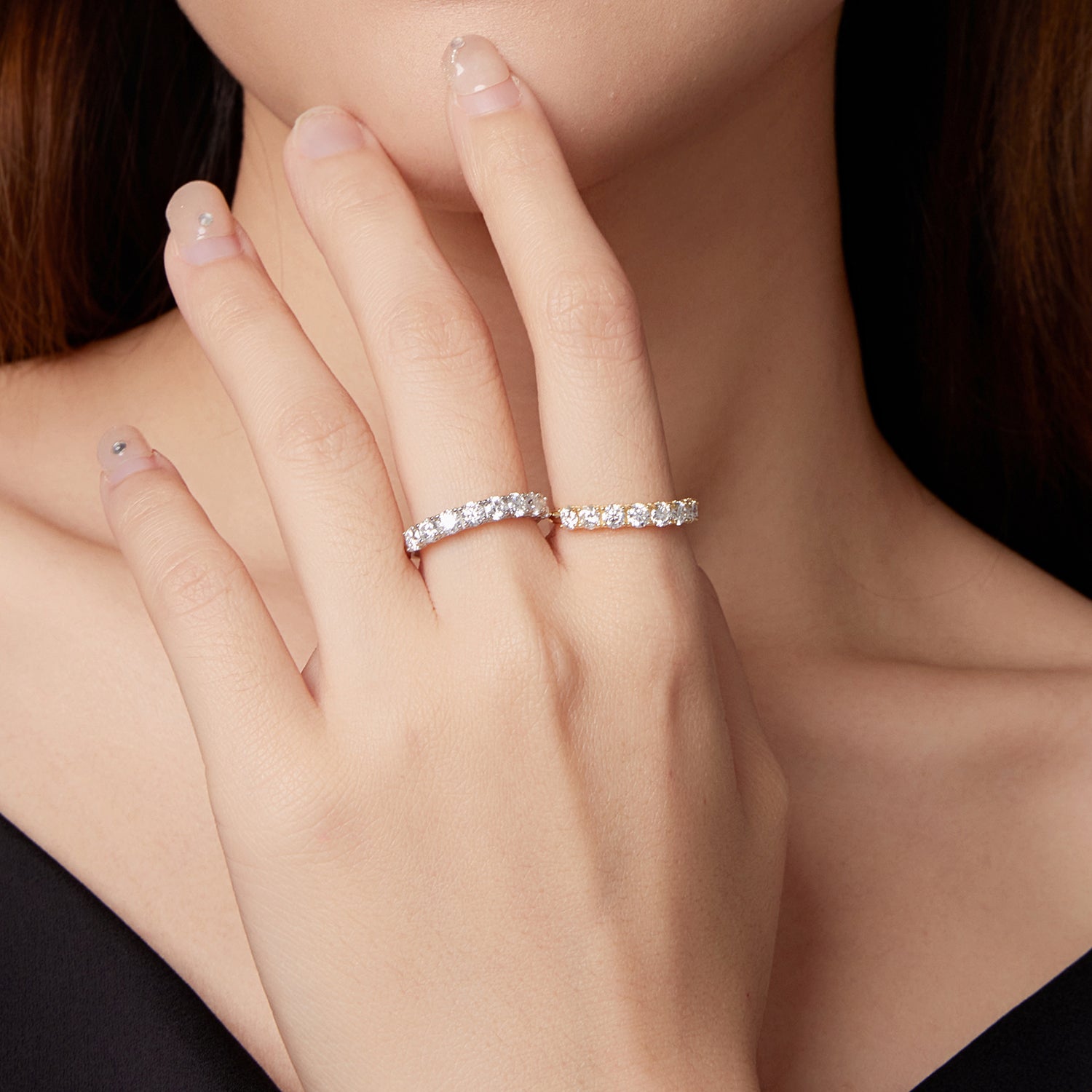 Textured Pavé Moissanite Ring | Sterling Silver