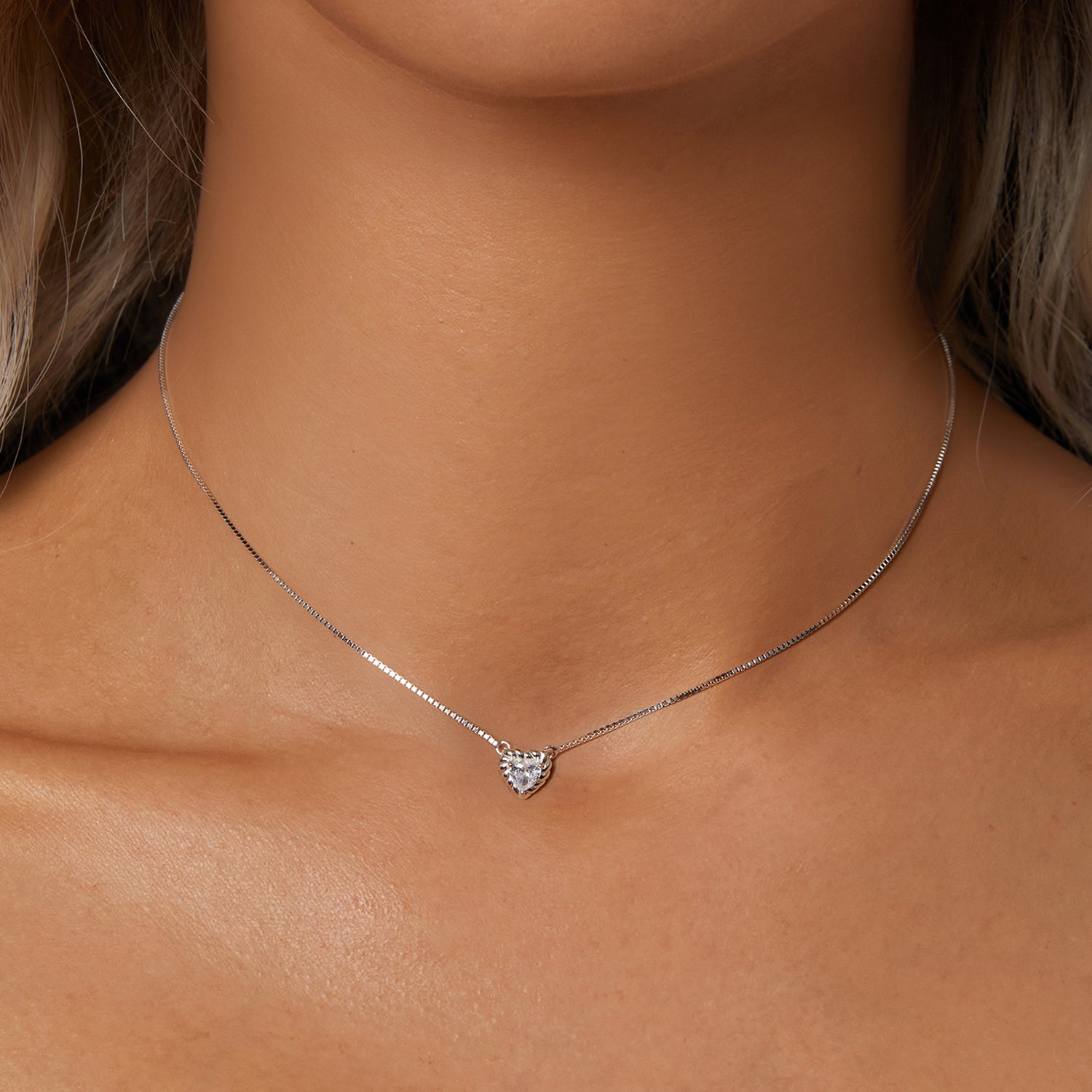 Openwork Heart Moissanite Pendant Necklace | Sterling Silver