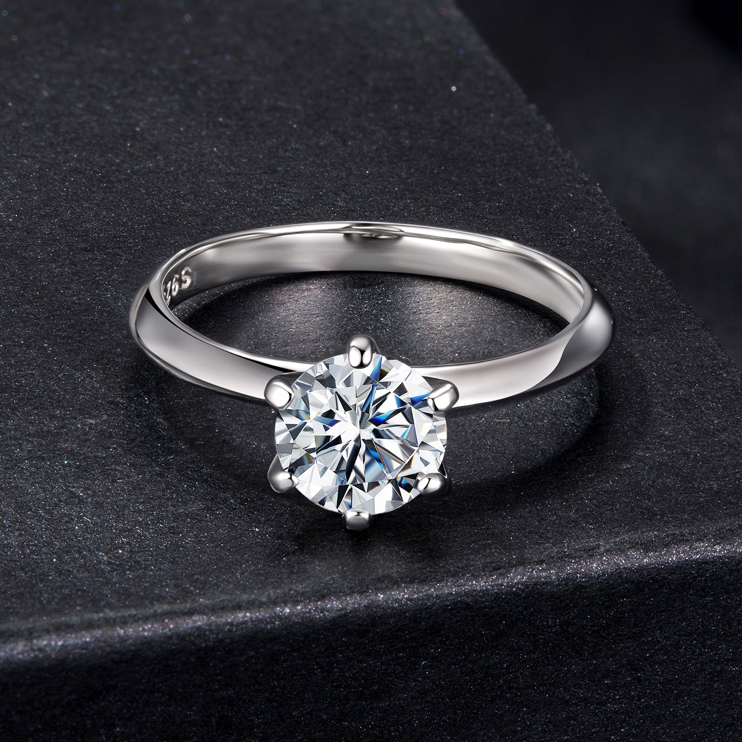 Classic Solitaire Moissanite Engagement Ring | Sterling Silver