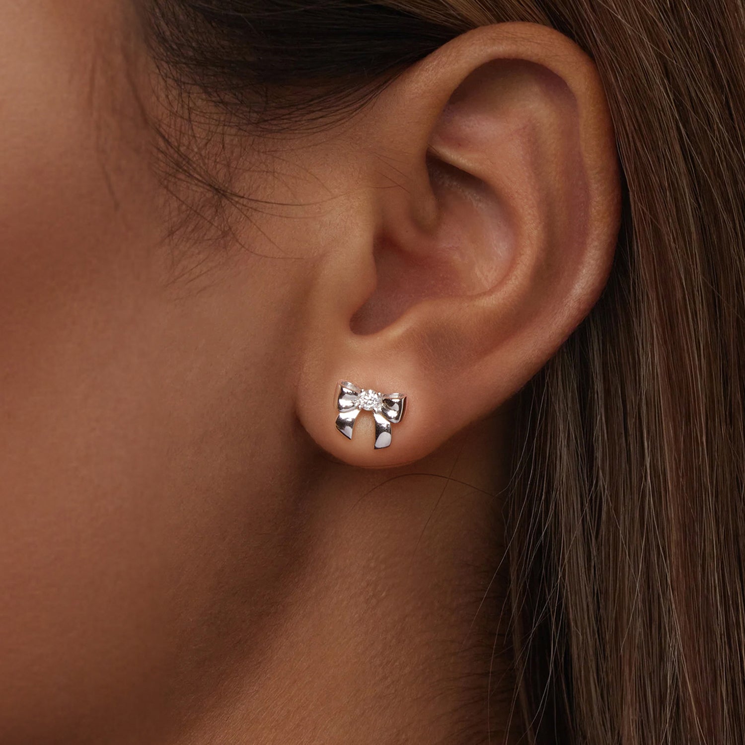 Bow Moissanite Stud Earrings | Sterling Silver