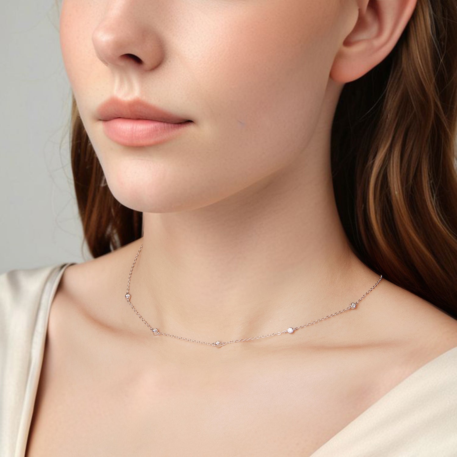 Delicate Moissanite Collarbone Necklace | Sterling Silver