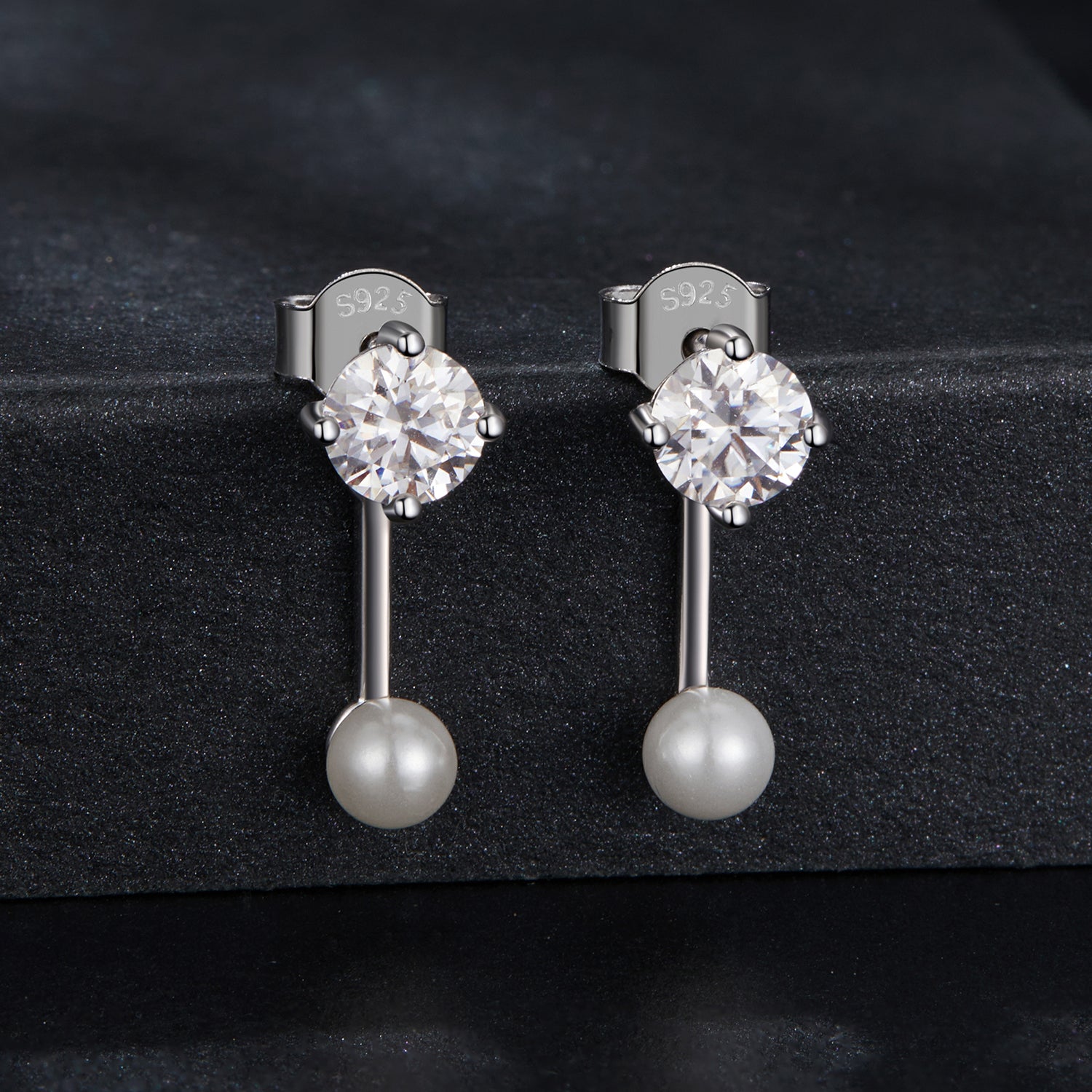 Pearl & Moissanite Drop Earrings | Sterling Silver