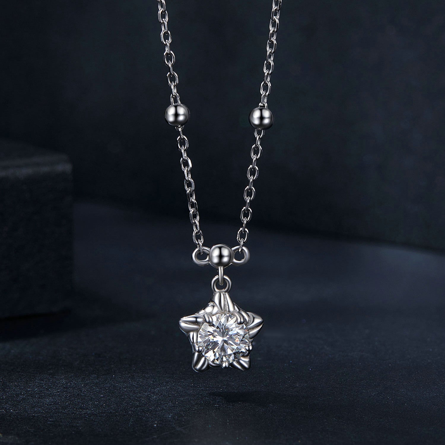 Five-Point Star Moissanite Necklace | Sterling Silver