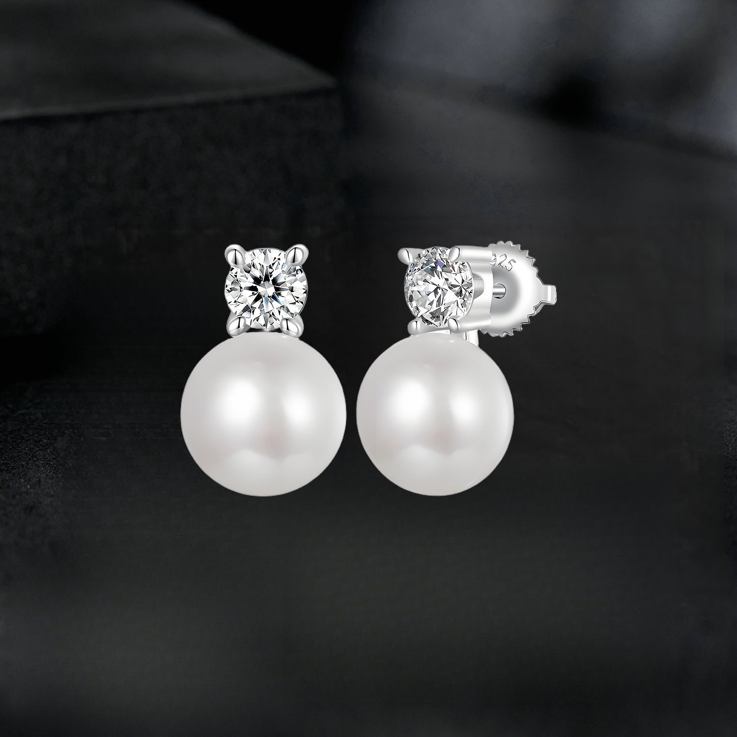 Pearl & Moissanite Stud Earrings | Sterling Silver