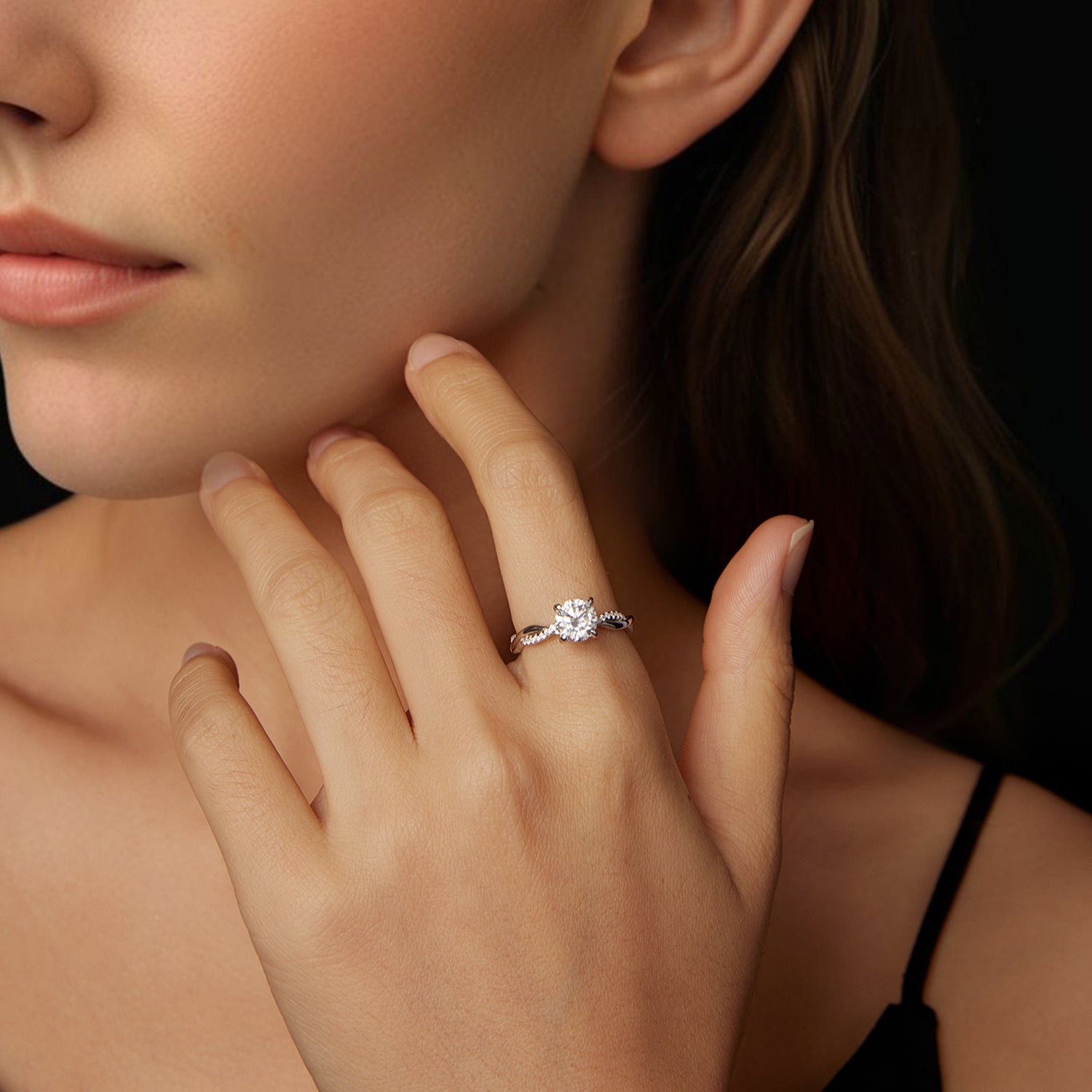 Twisted Pavé Moissanite Engagement Ring | Sterling Silver