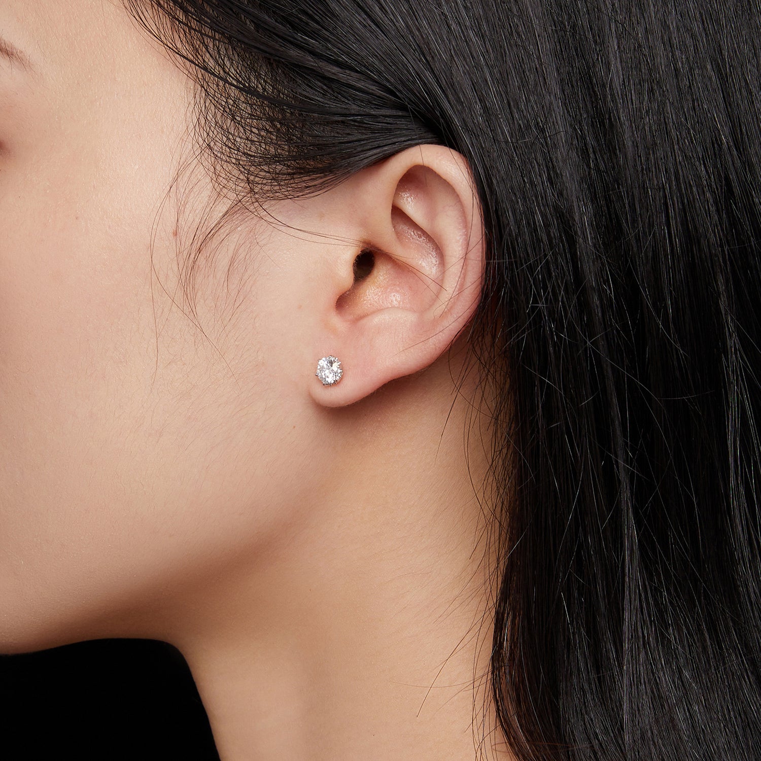 Classic Moissanite Stud Earrings | Six-Prong Setting in Sterling Silver