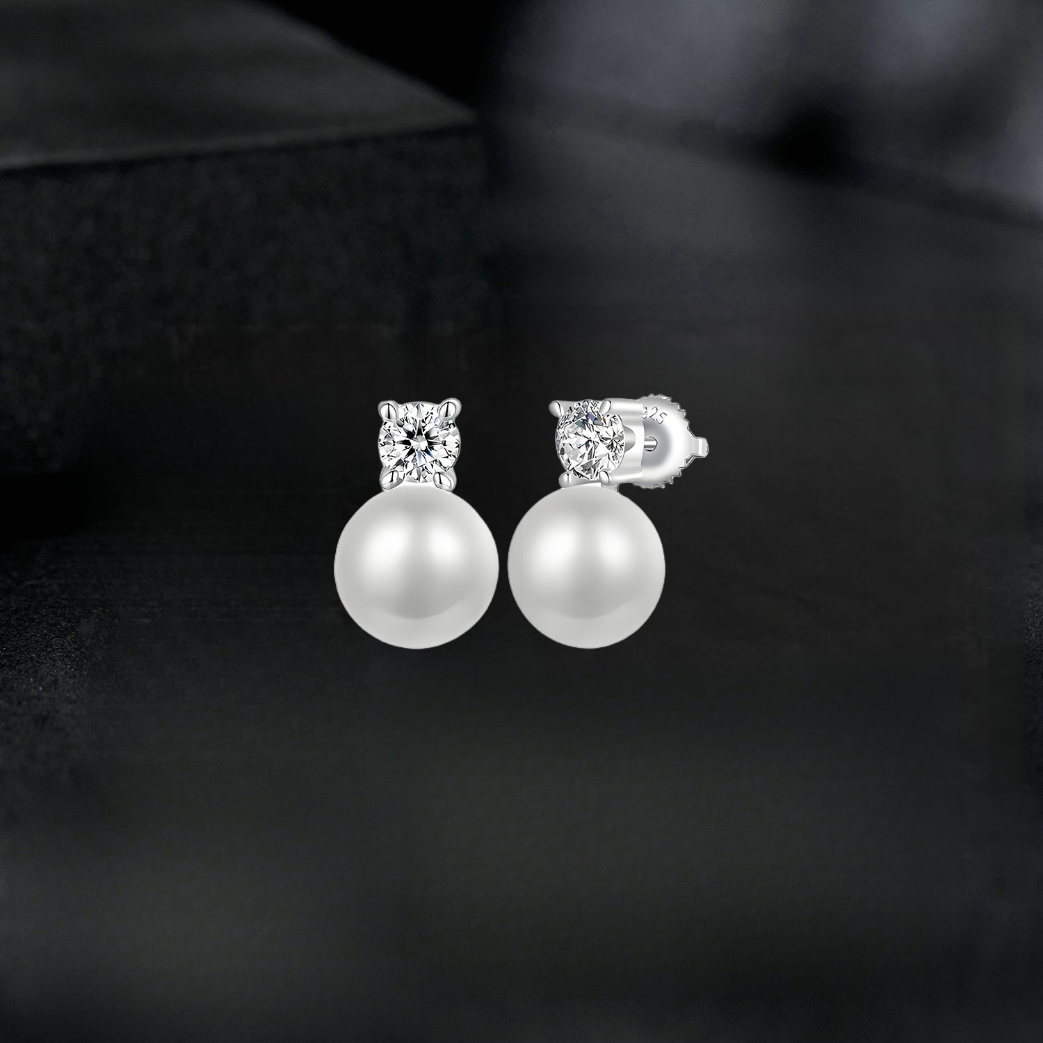 Pearl & Moissanite Stud Earrings | Sterling Silver
