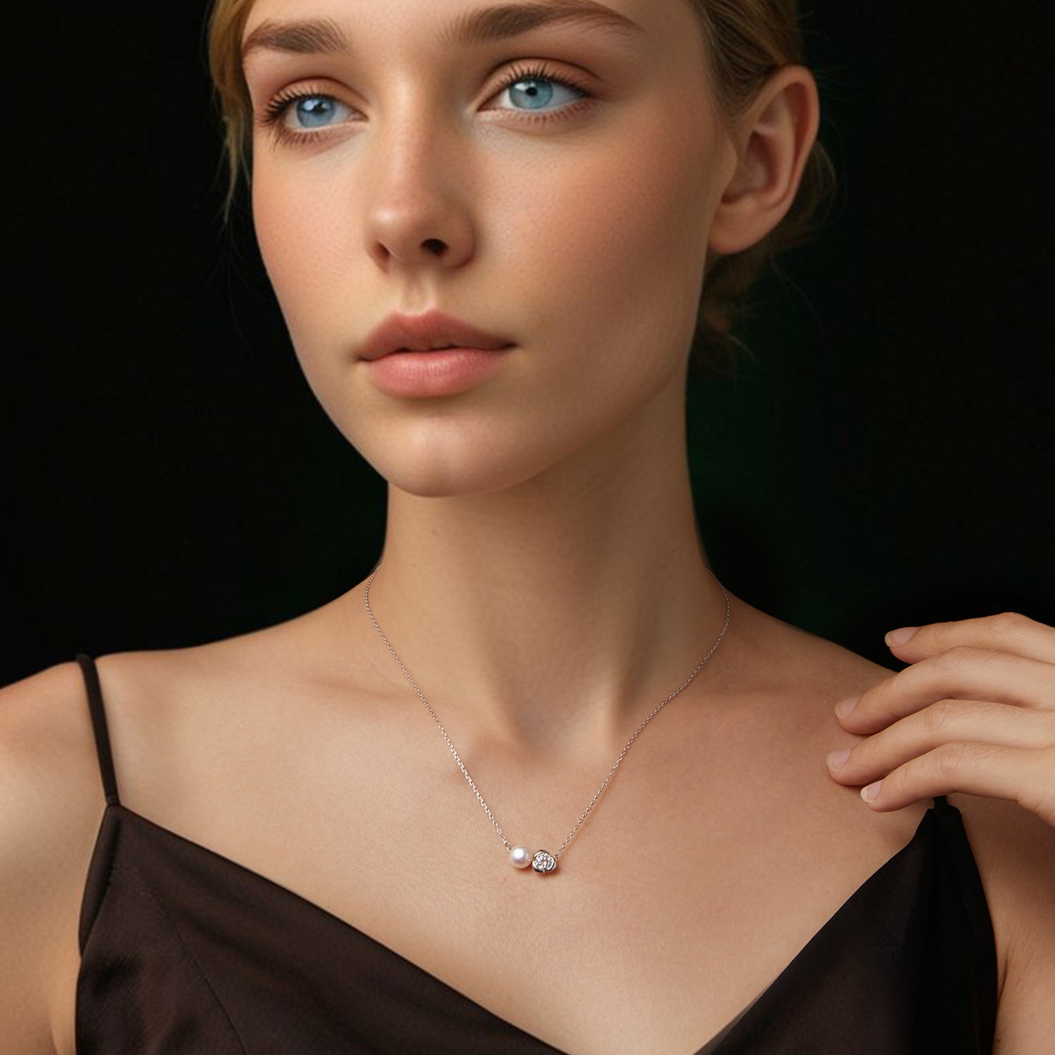 Pearl & Moissanite Duo Necklace | Sterling Silver