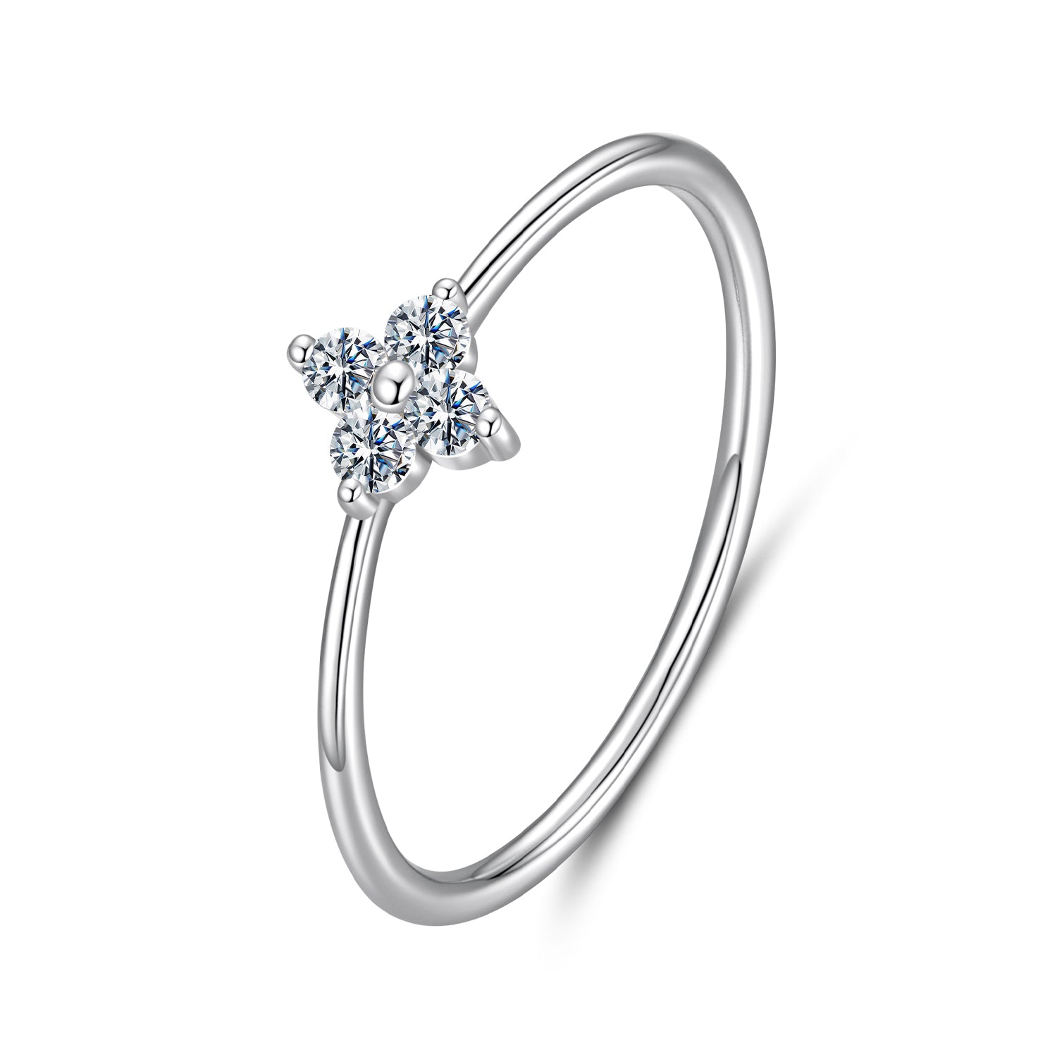 Four-Petal Clover Moissanite Ring | Sterling Silver
