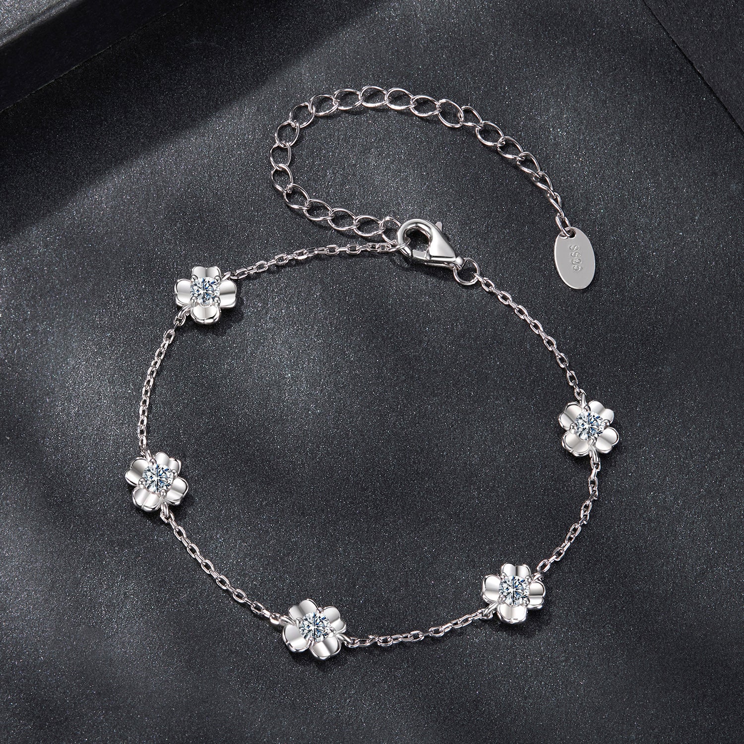 Four-Petal Flower Moissanite Jewelry Set | 3-Piece in Sterling Silver