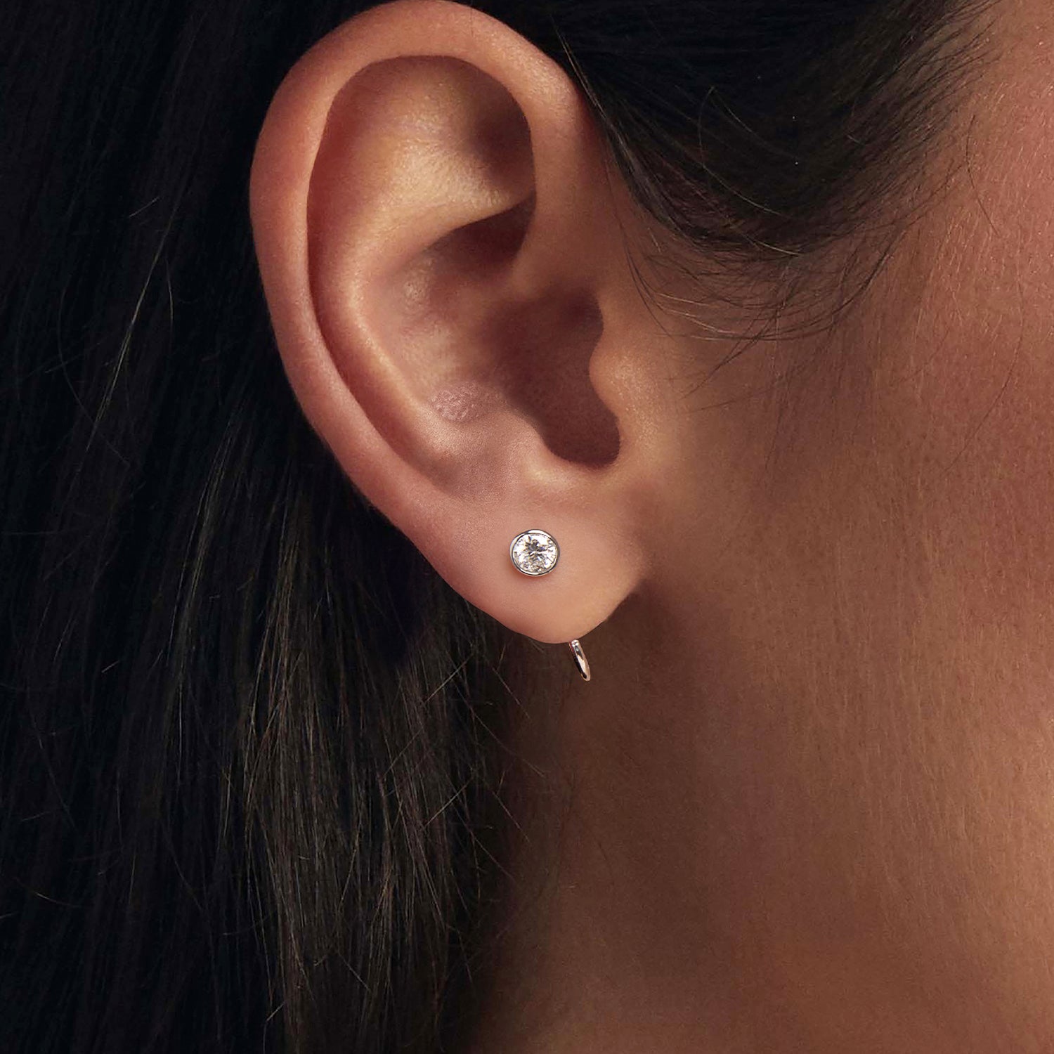 Minimalist Sparkling Moissanite Hoop Earrings | S925 Sterling Silver Modern C-Hoop Earrings