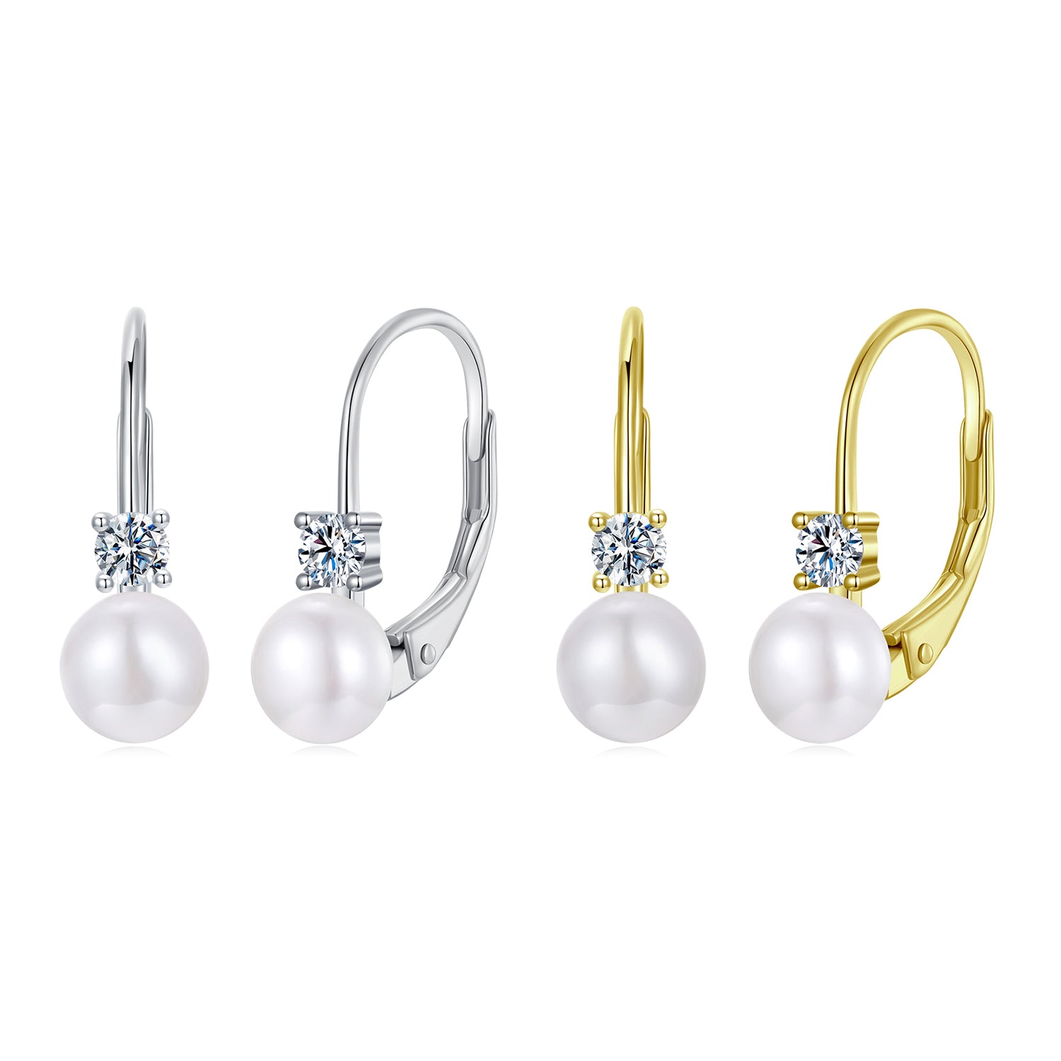 Pearl & Moissanite Hoop Earrings | Sterling Silver