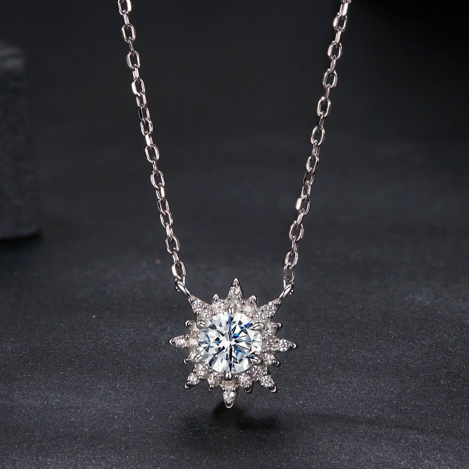 Sun Moissanite Pendant Necklace | Sterling Silver