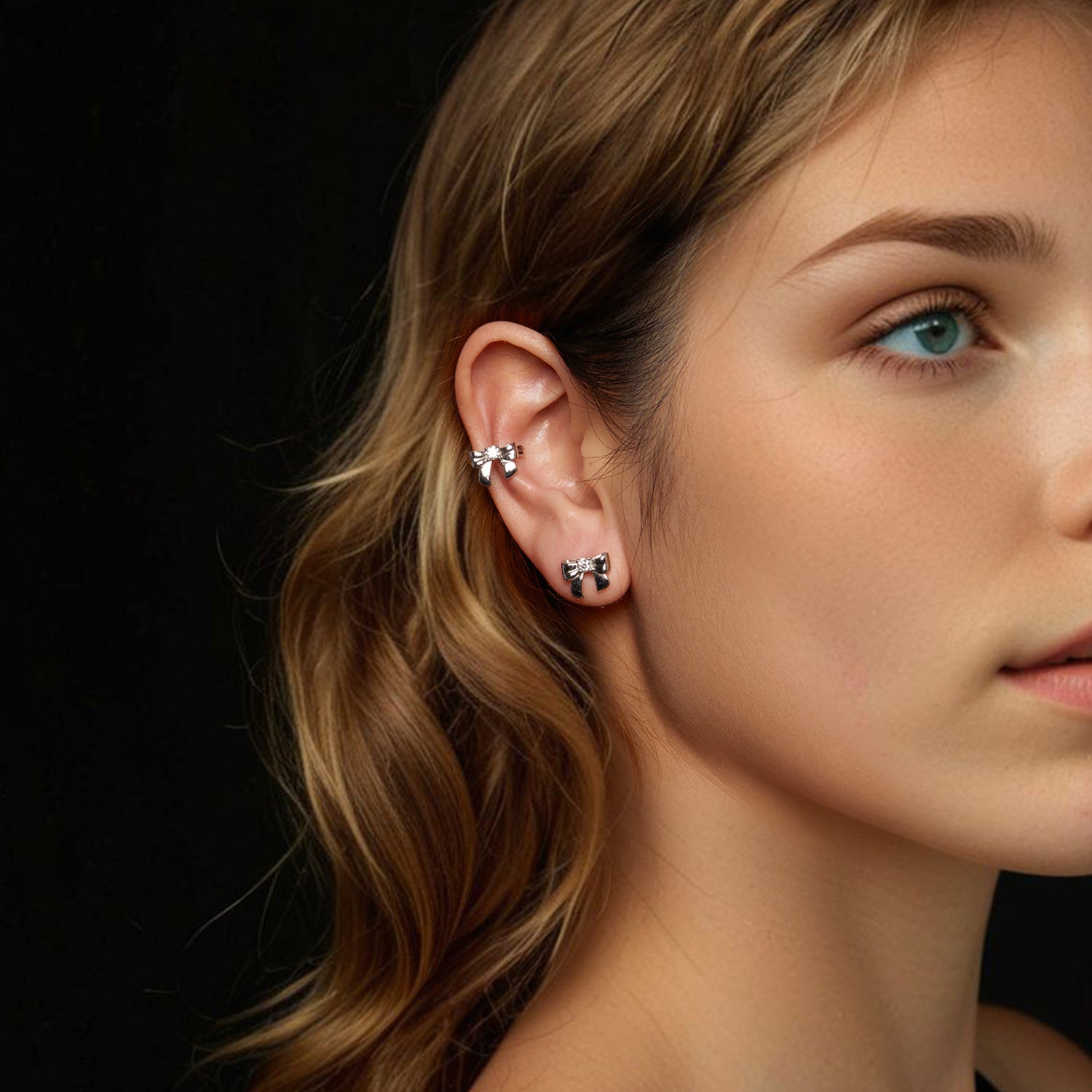 Sweet Bow Moissanite Earring Set | 2-Piece in Sterling Silver