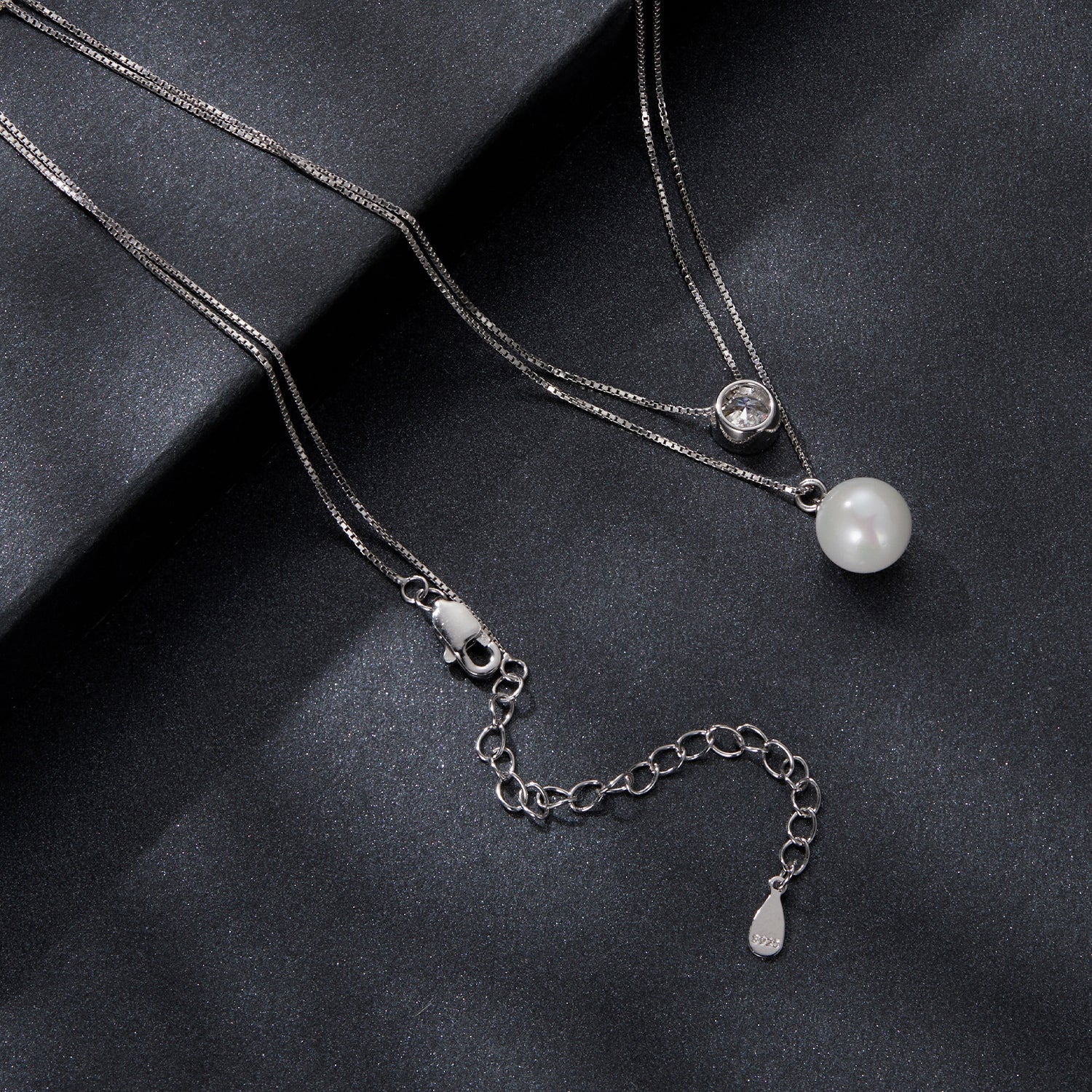 Double Layer Pearl & Moissanite Necklace | Sterling Silver