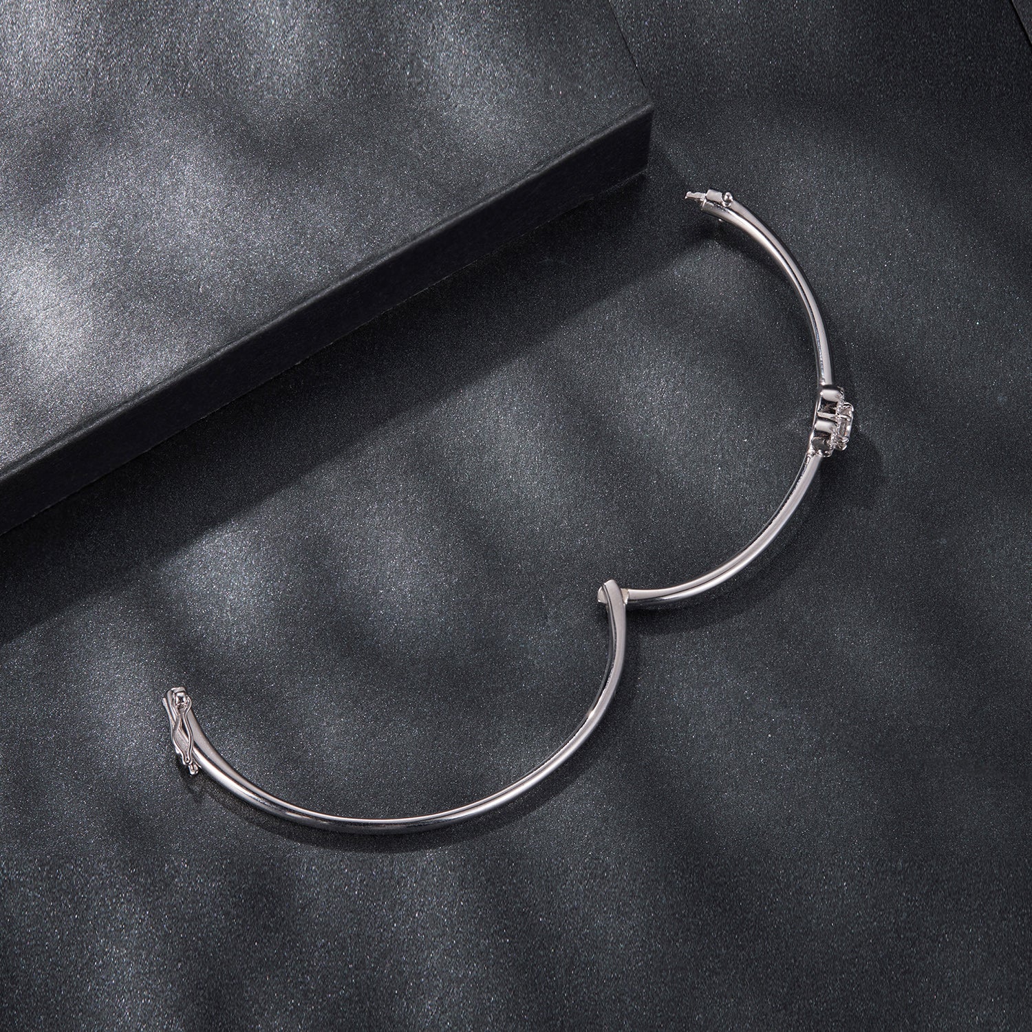 Heart Moissanite Bangle Bracelet | Sterling Silver