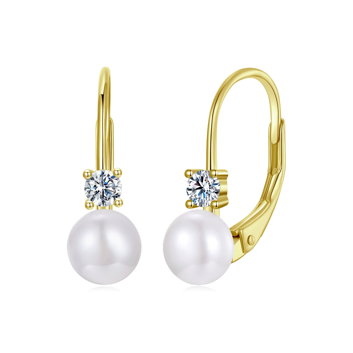 Pearl & Moissanite Hoop Earrings | Sterling Silver