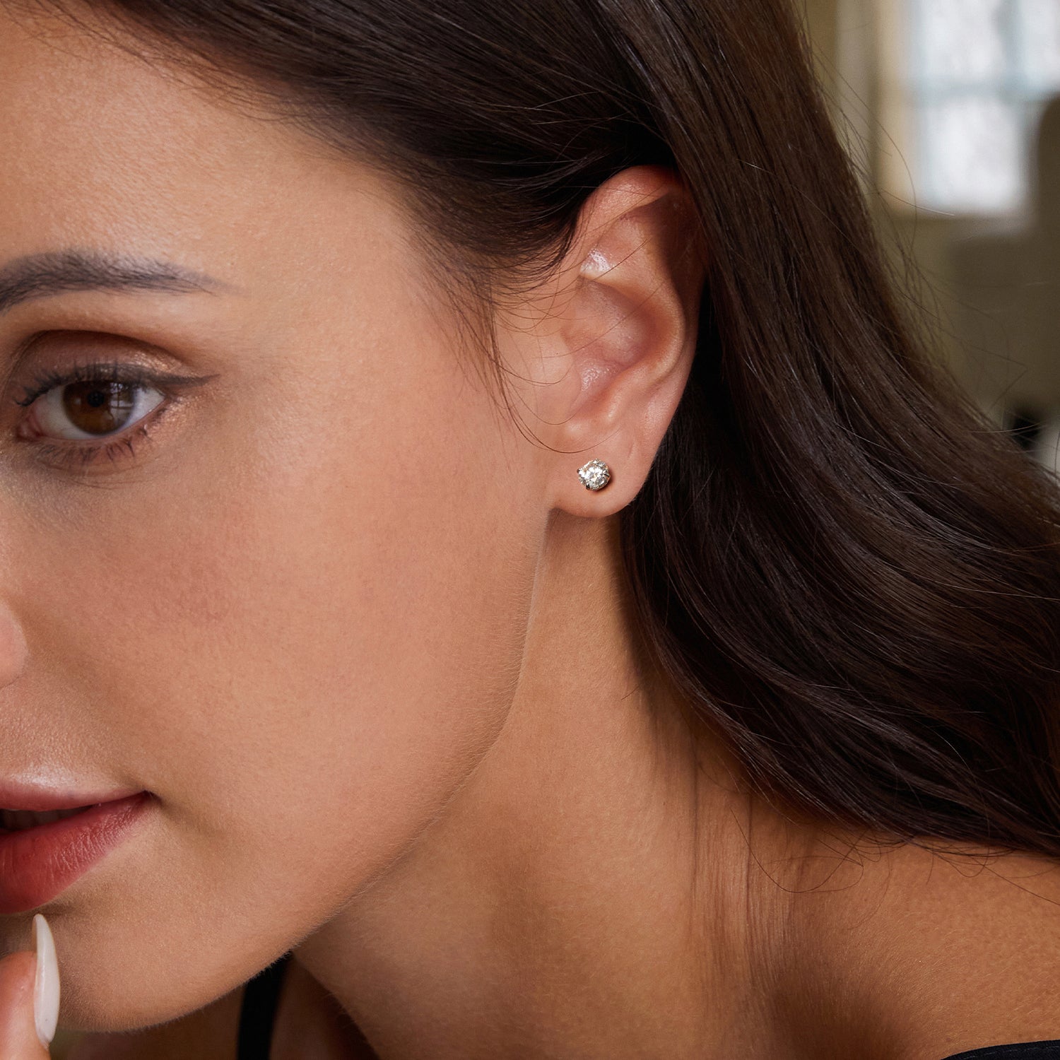 Four-Prong Solitaire Moissanite Stud Earrings | Ball-Back in Sterling Silver